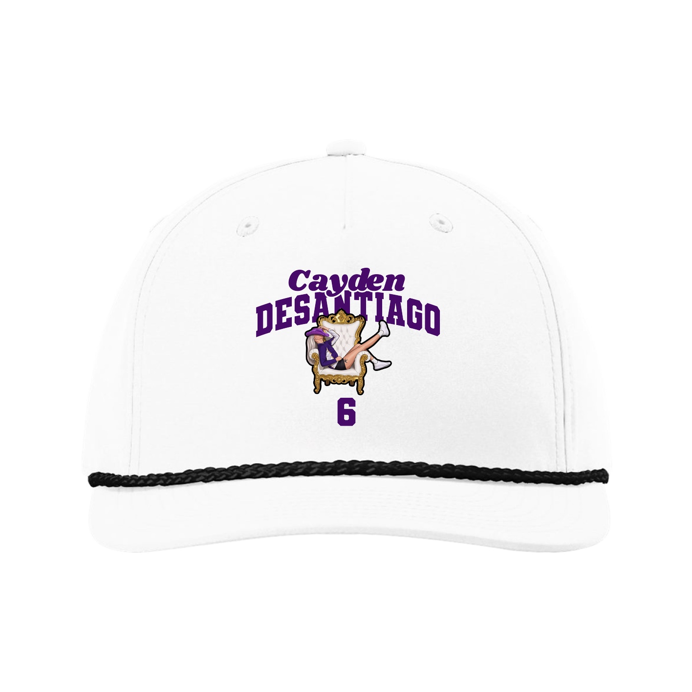 Five-Panel Classic Rope Cap — Signature Arch in White