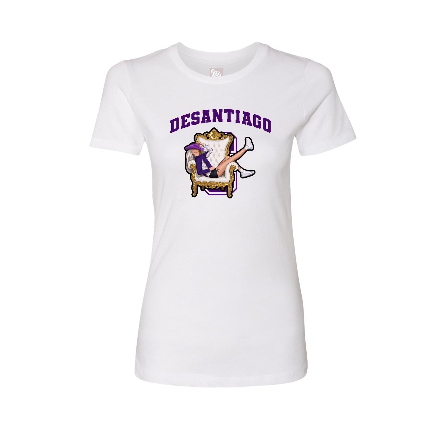 Fitted Women's Tee — Number in White