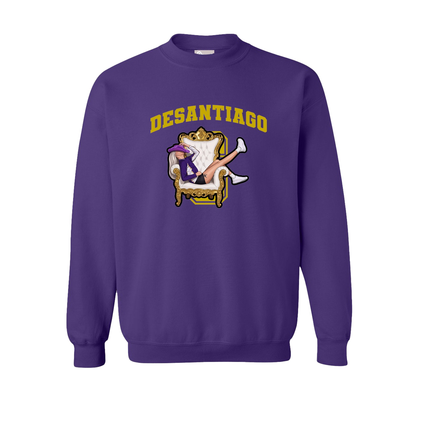 Fleece Crew — Number in Purple