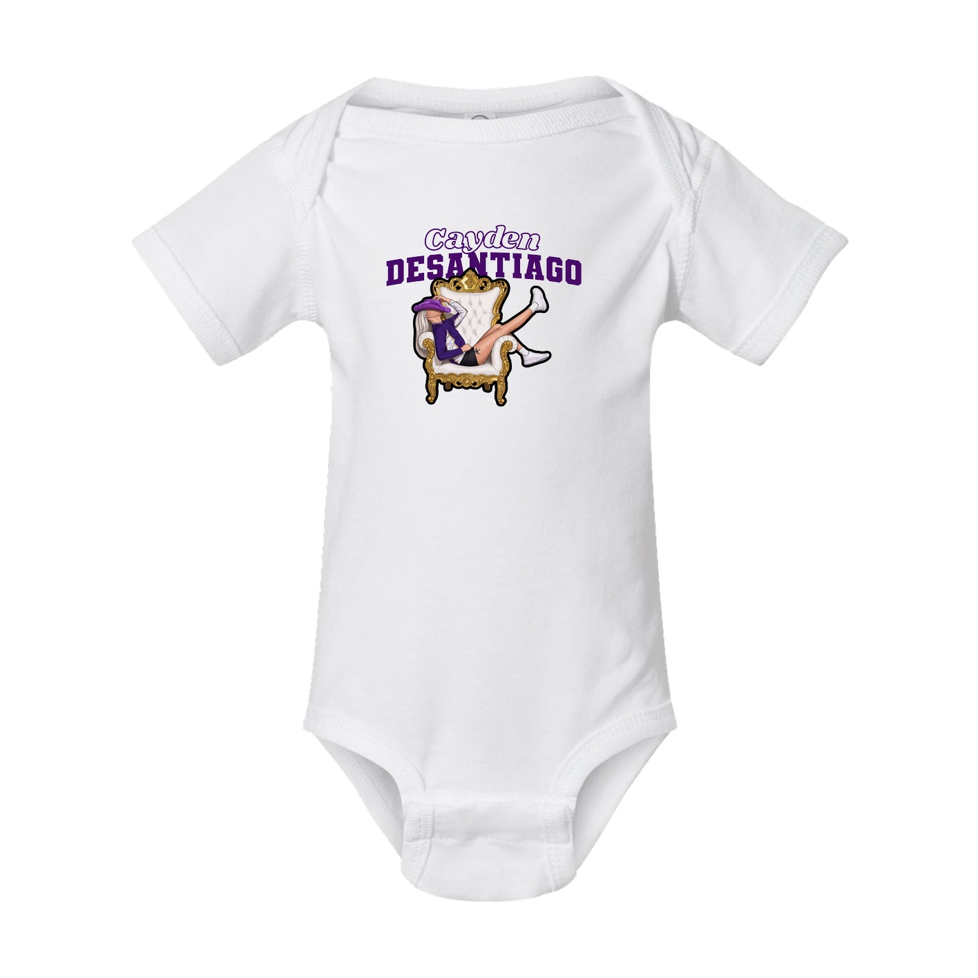 Baby Onesie — Name Arch in White