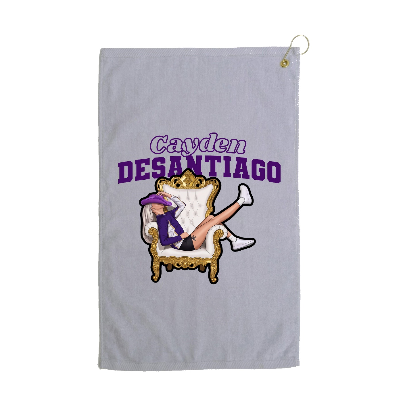 Golf Towel — Name Arch in Grey