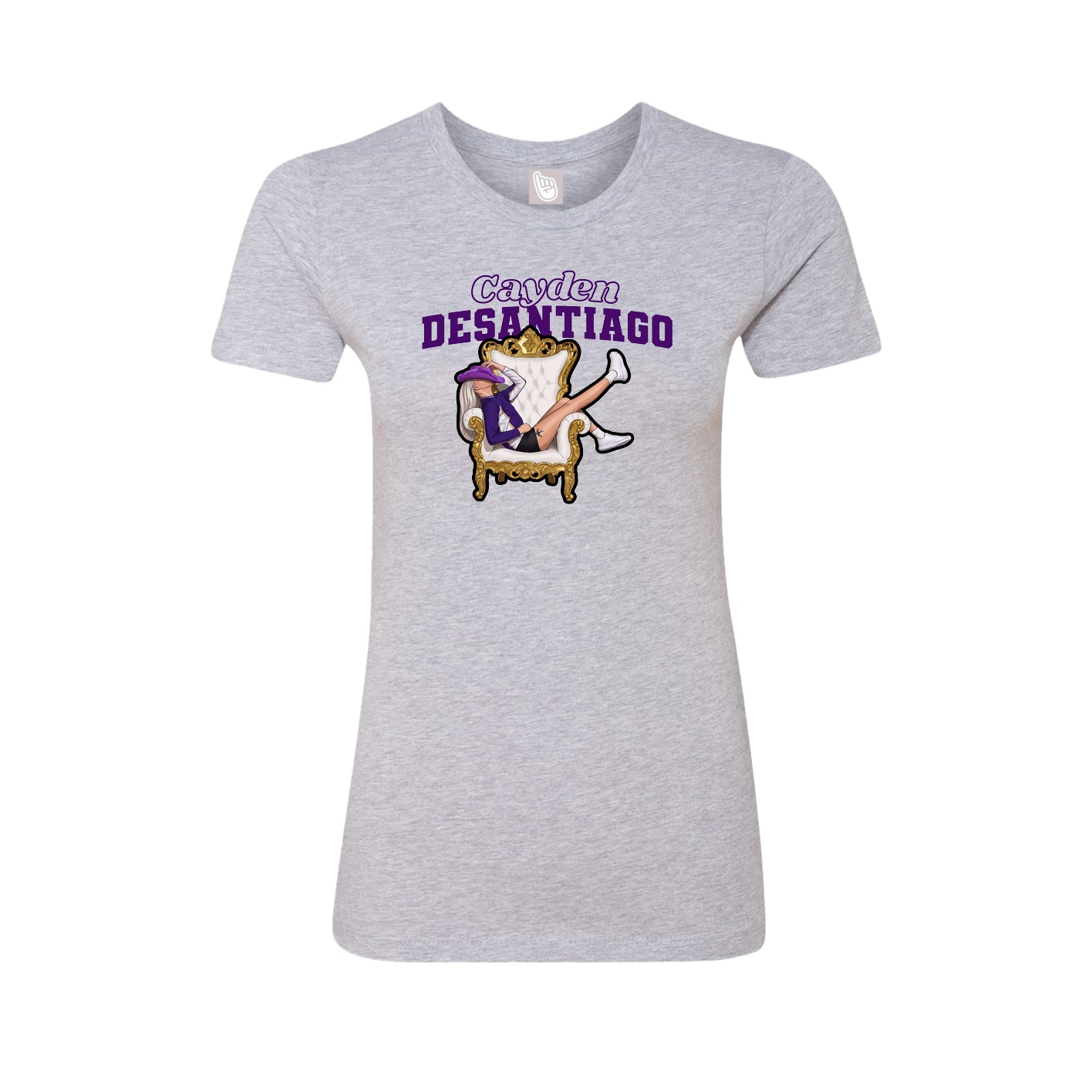 Fitted Women's Tee — Name Arch in Grey