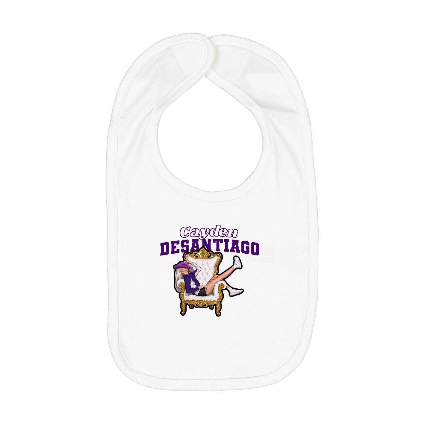 Infant Bib — Name Arch in White