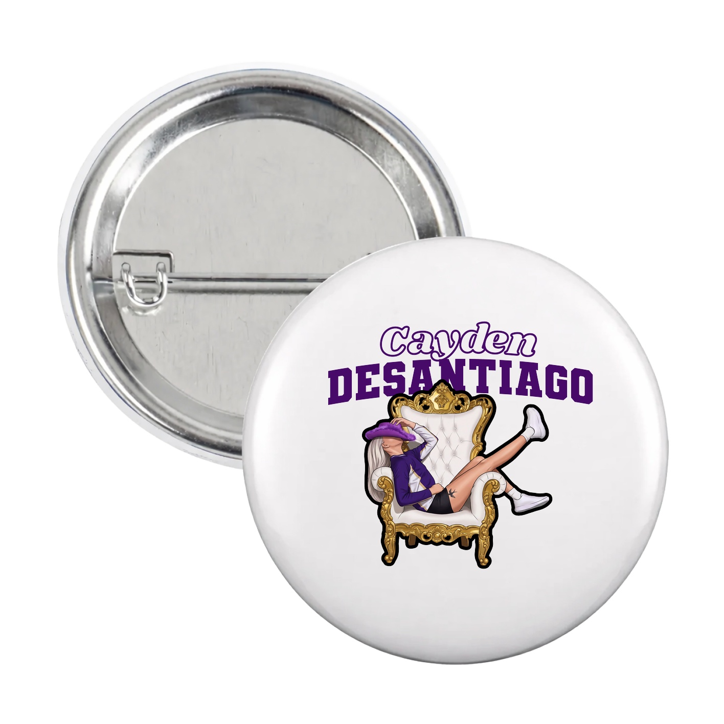 Game Day Button — Name Arch in White