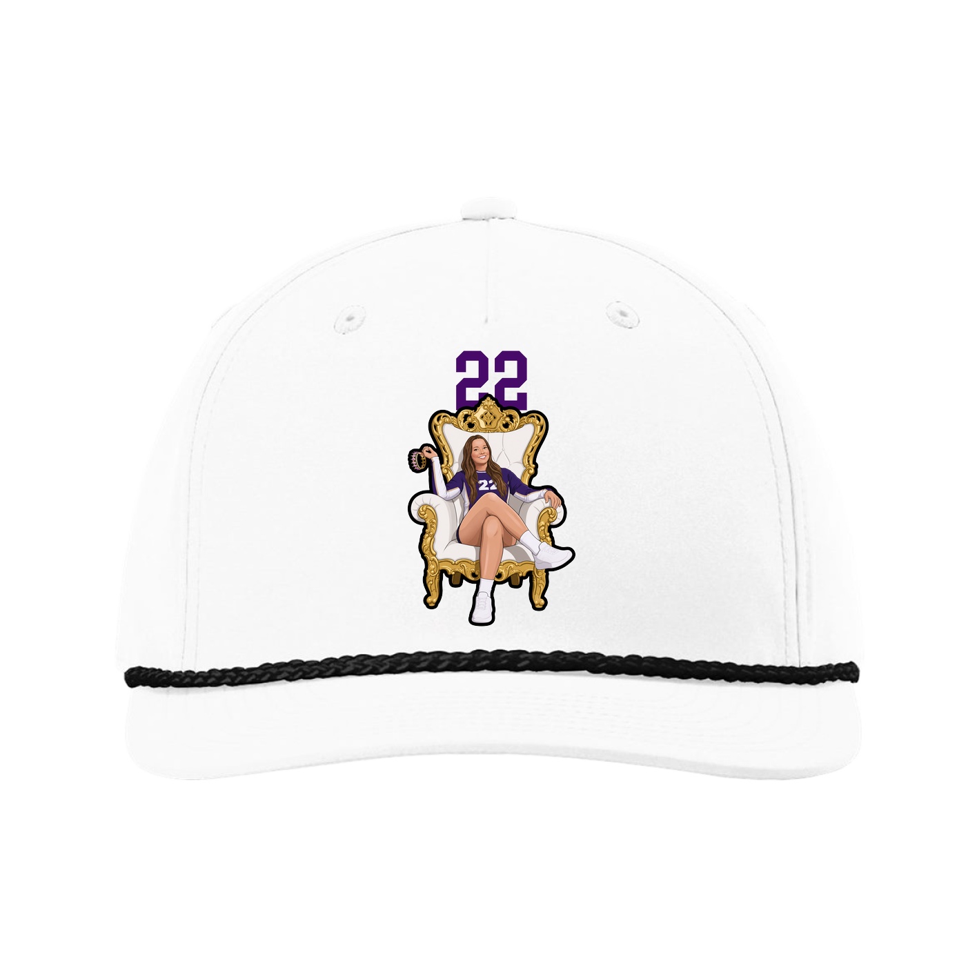 Five-Panel Classic Rope Cap — Number Top in White