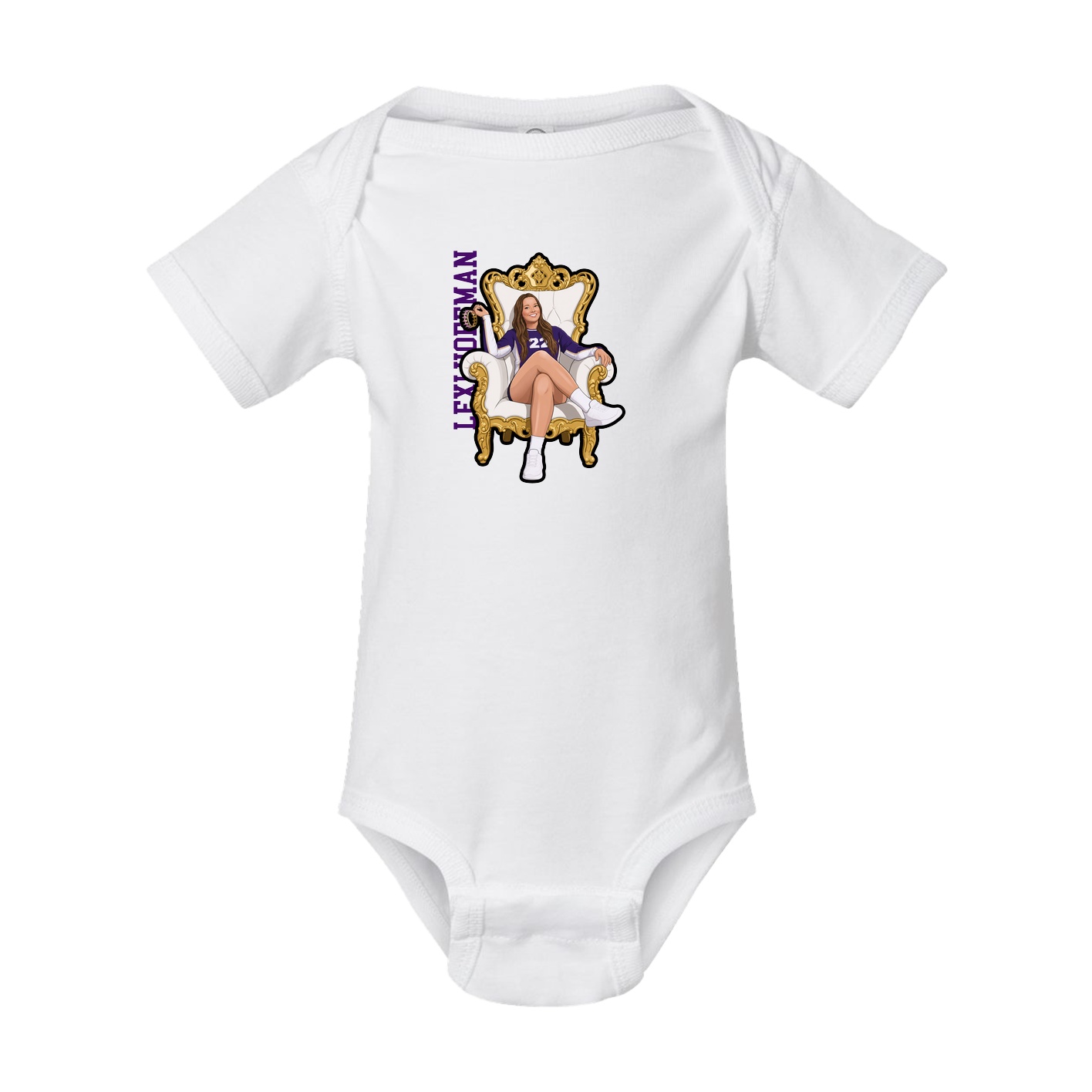 Baby Onesie — Name Vertical in White
