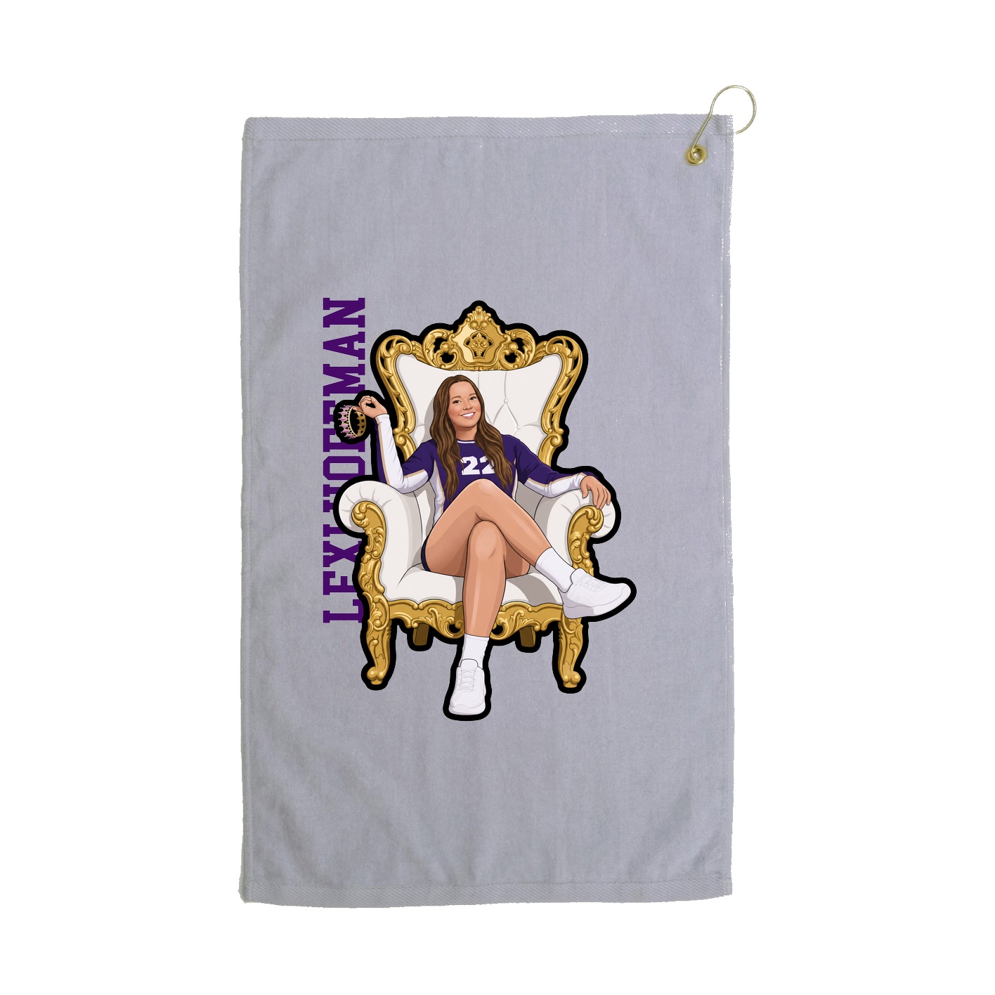 Golf Towel — Name Vertical in Grey