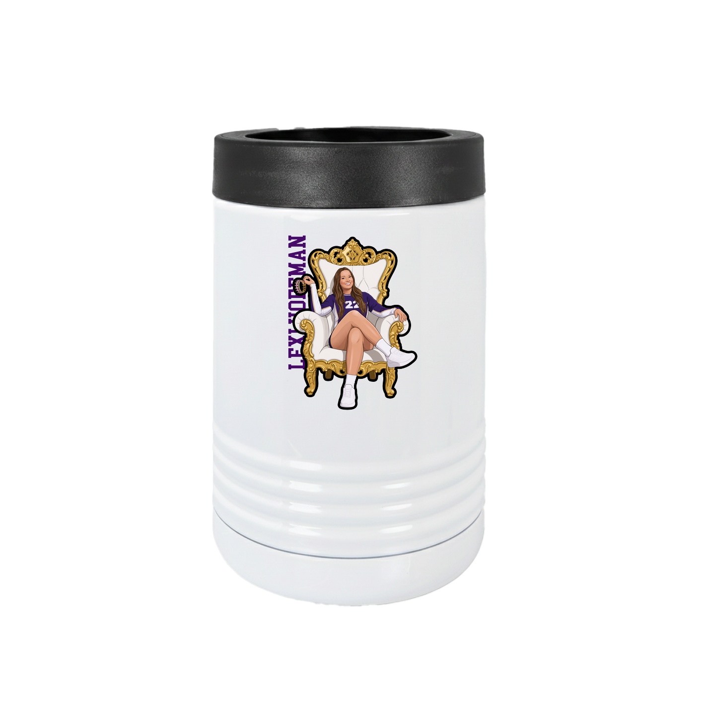 Beverage Holder — Name Vertical in White