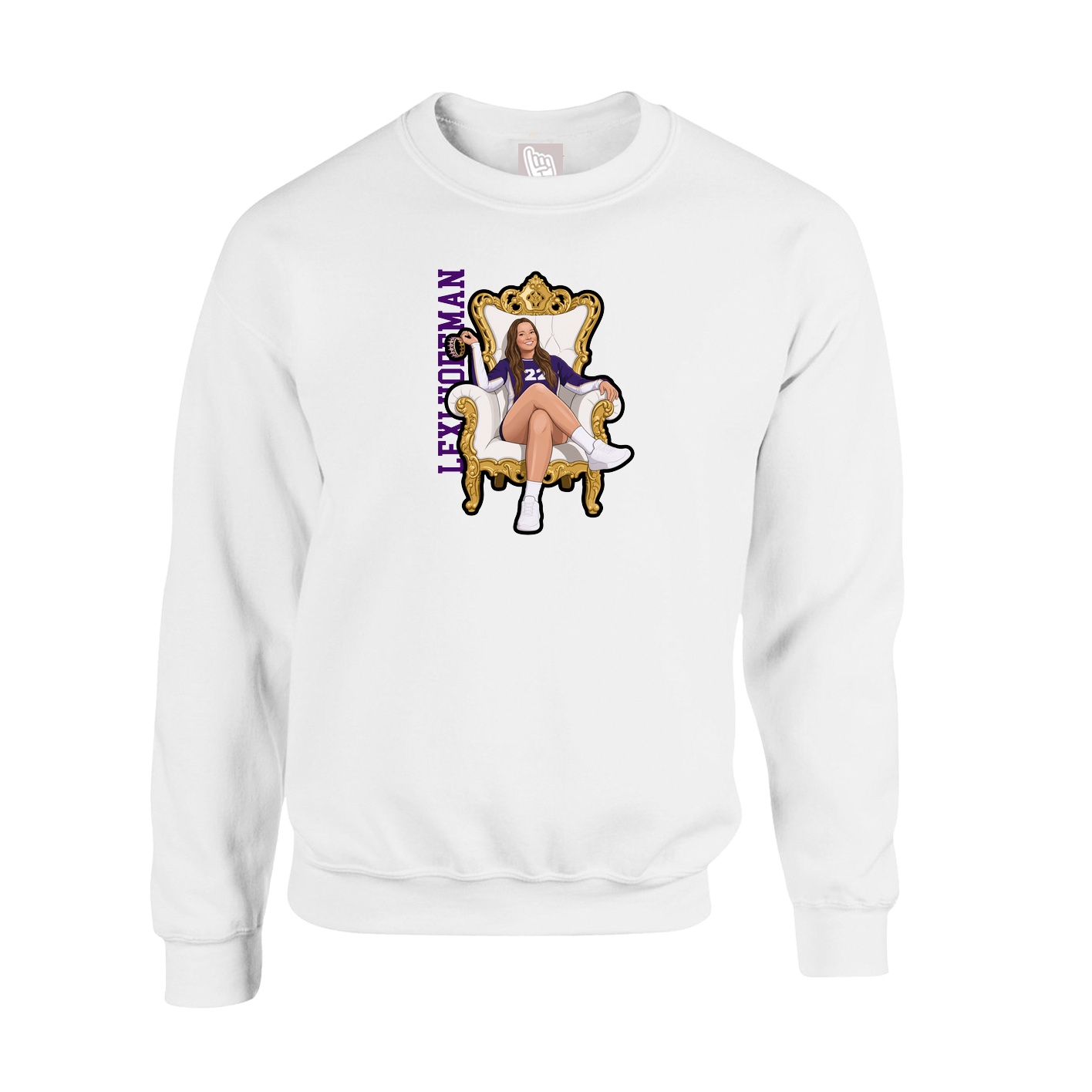 Fleece Crew — Name Vertical in White
