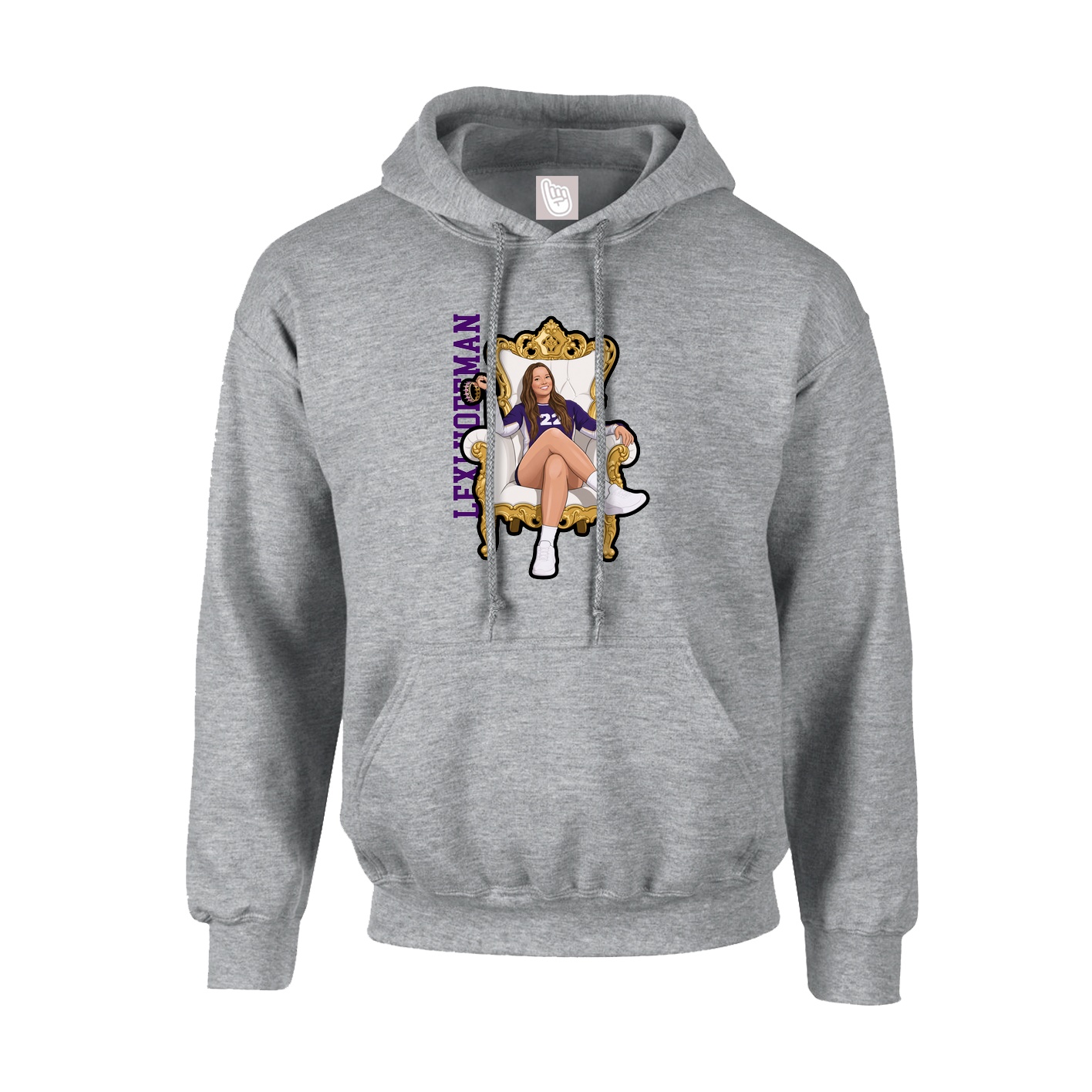 Youth Hoodie — Name Vertical in Grey