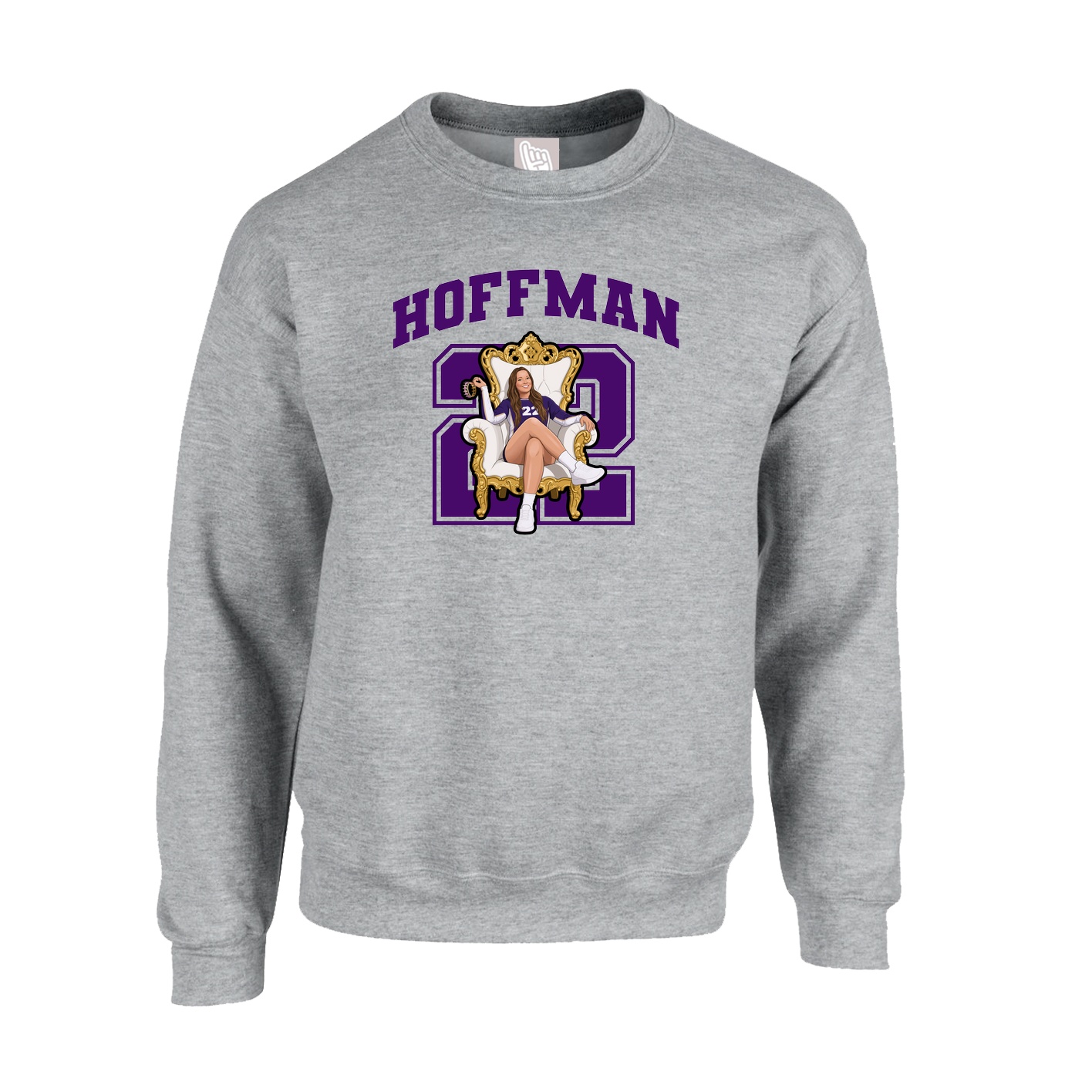 Fleece Crew — Number in Grey