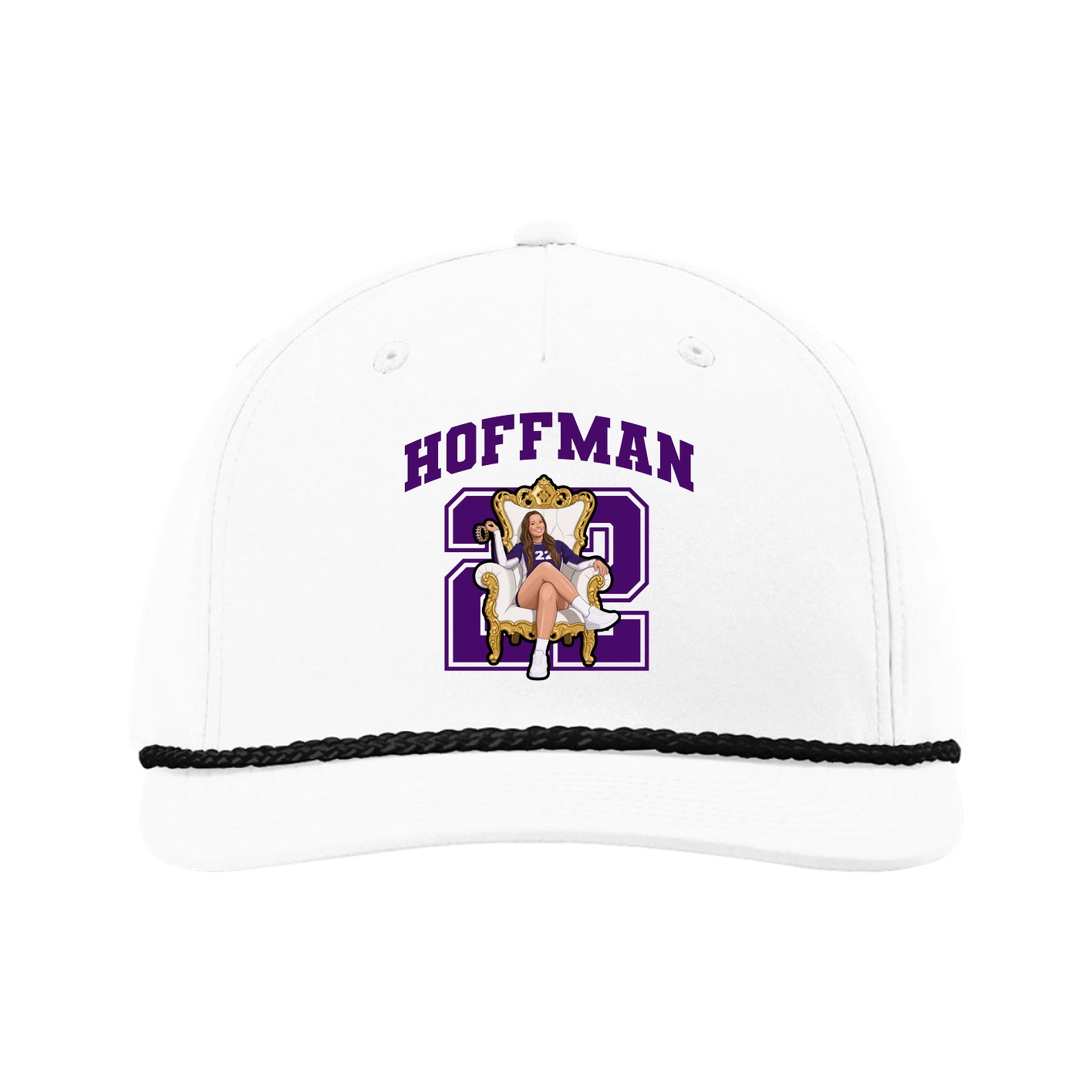 Five-Panel Classic Rope Cap — Number in White