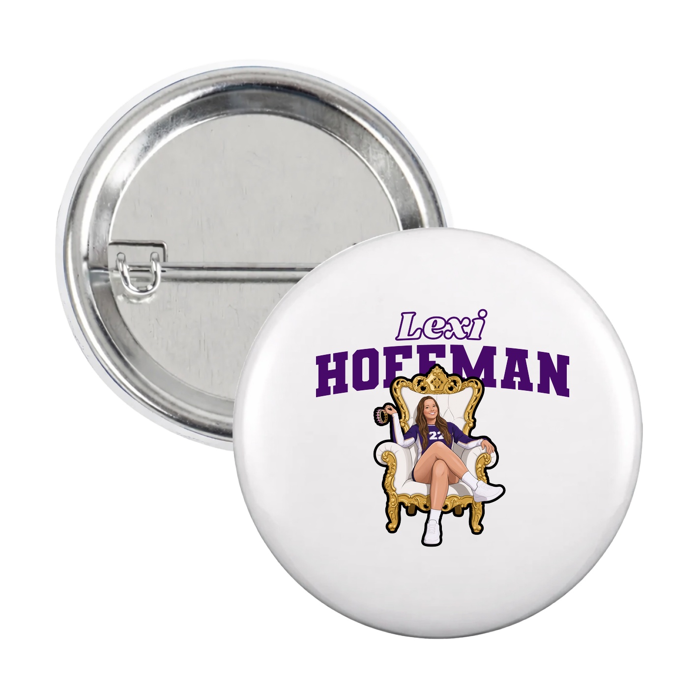 Game Day Button — Name Arch in White