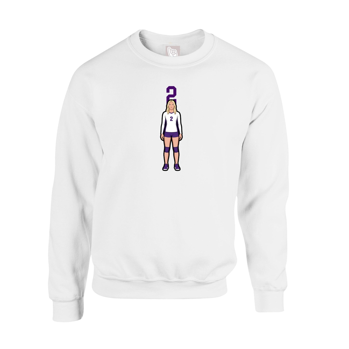 Fleece Crew — Number Top in White