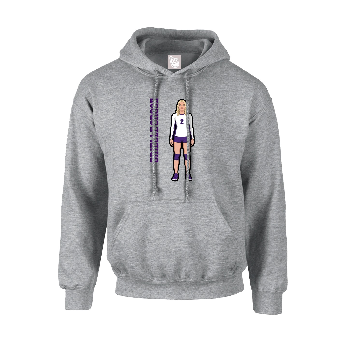 Hoodie — Name Vertical in Grey