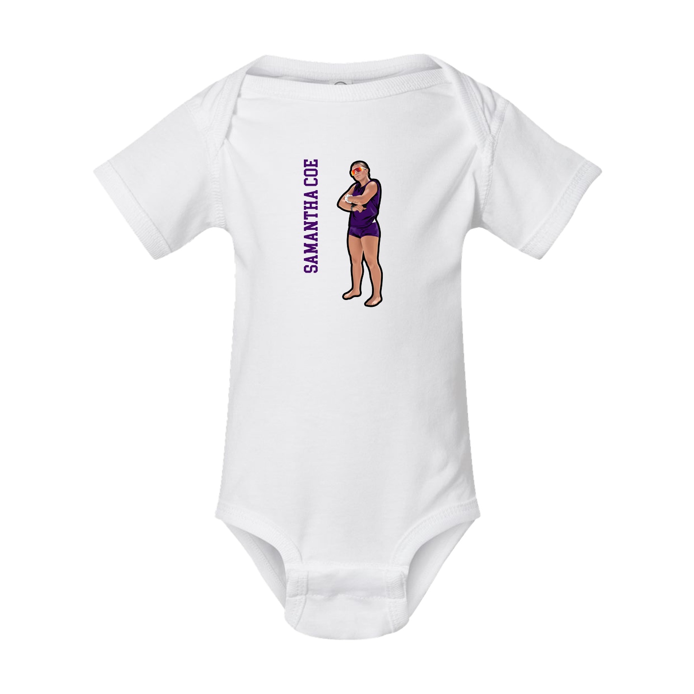 Baby Onesie — Name Vertical in White