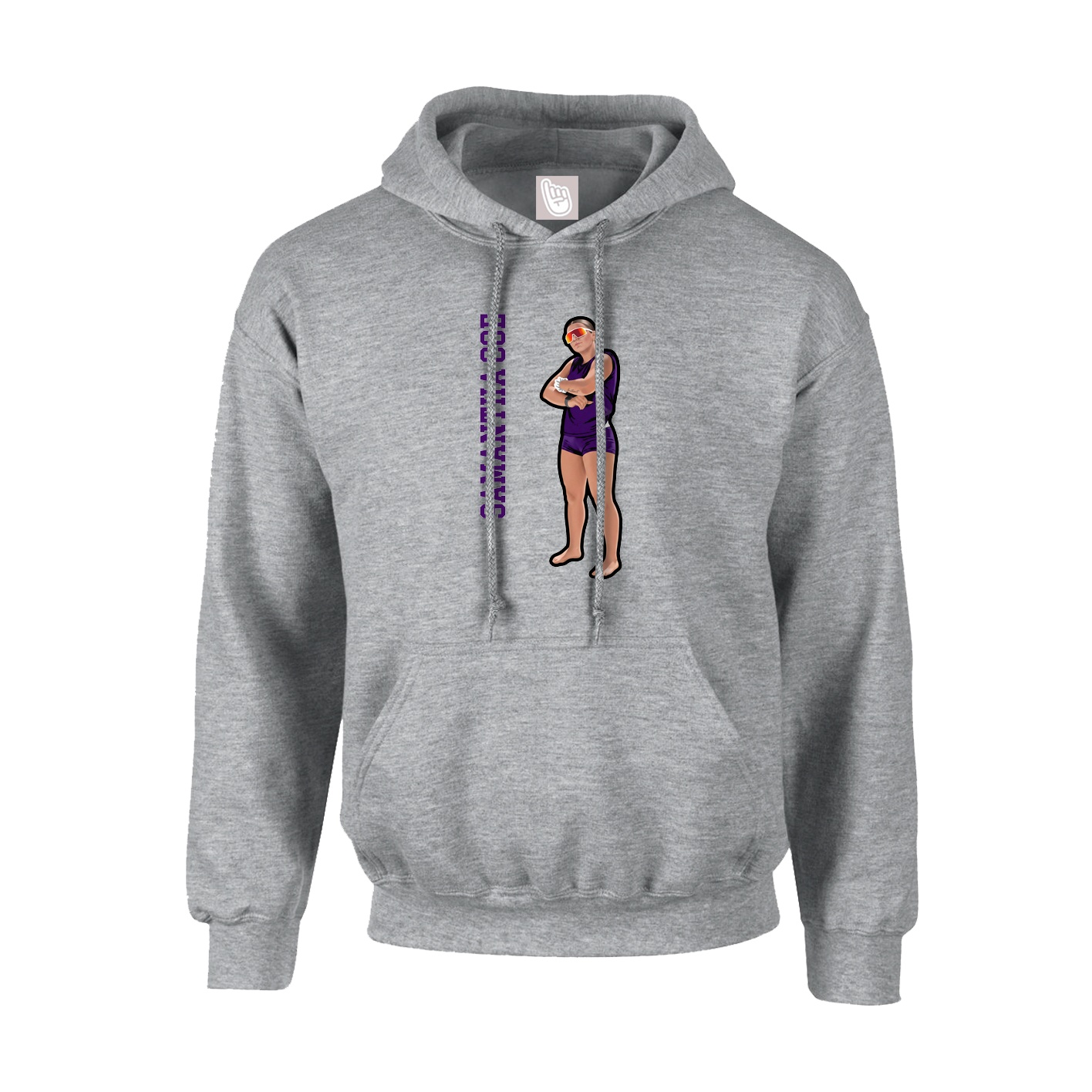 Youth Hoodie — Name Vertical in Grey