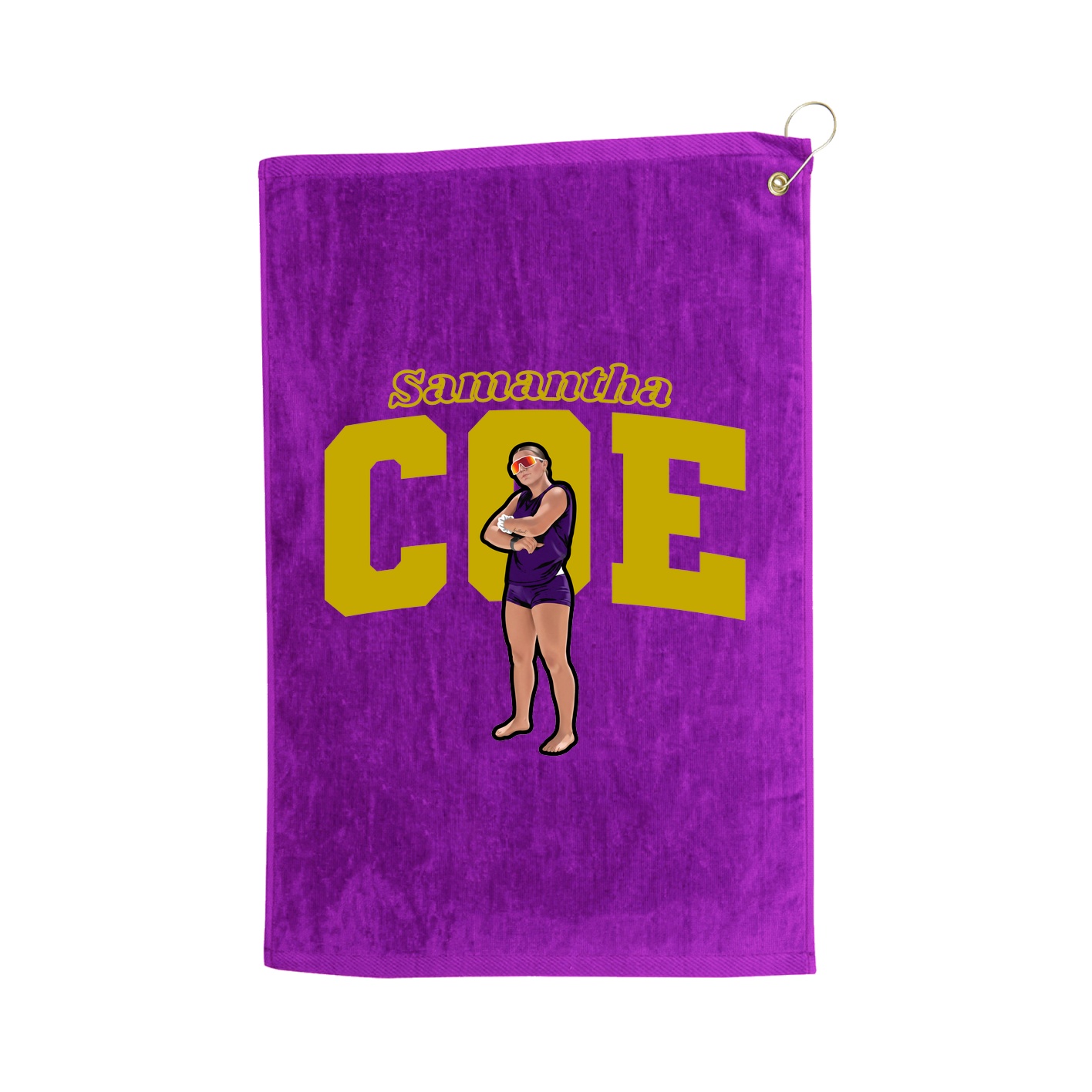 Golf Towel — Name Arch in Purple
