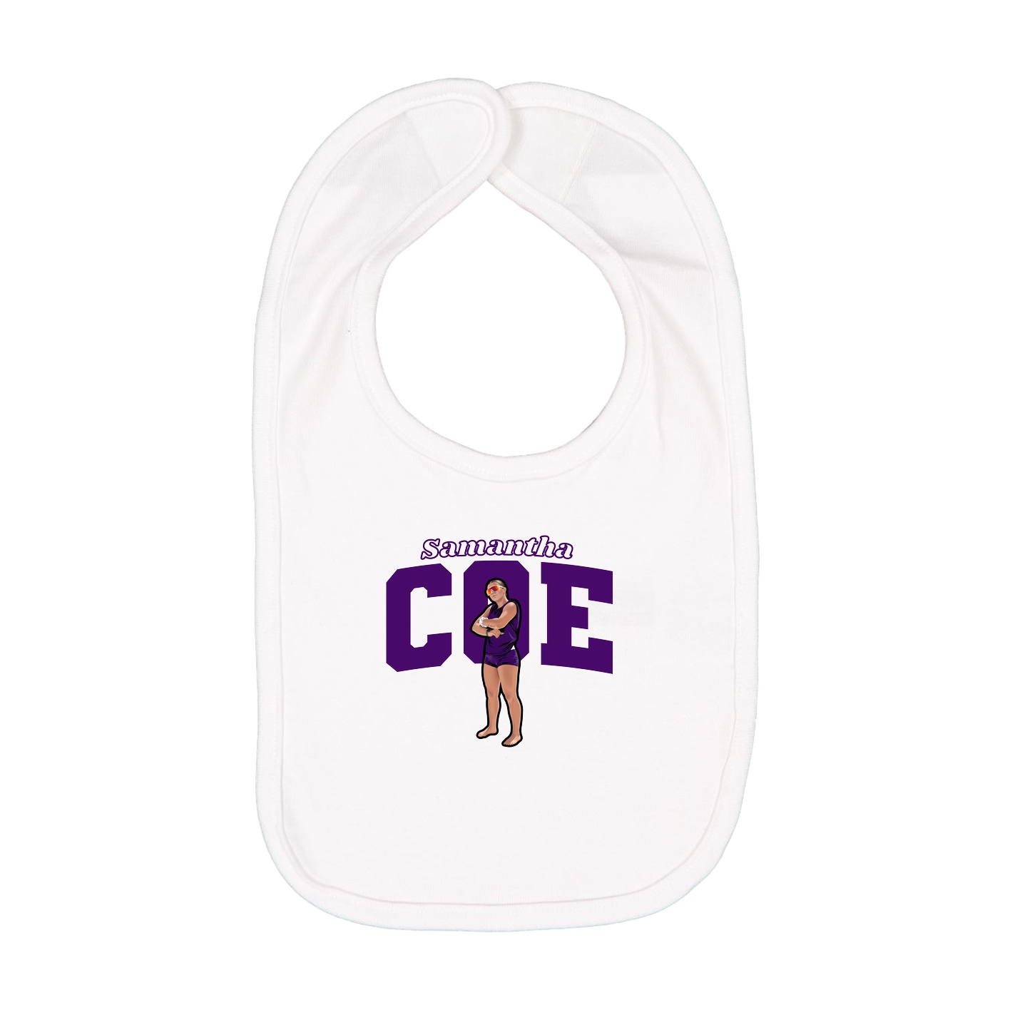 Infant Bib — Name Arch in White