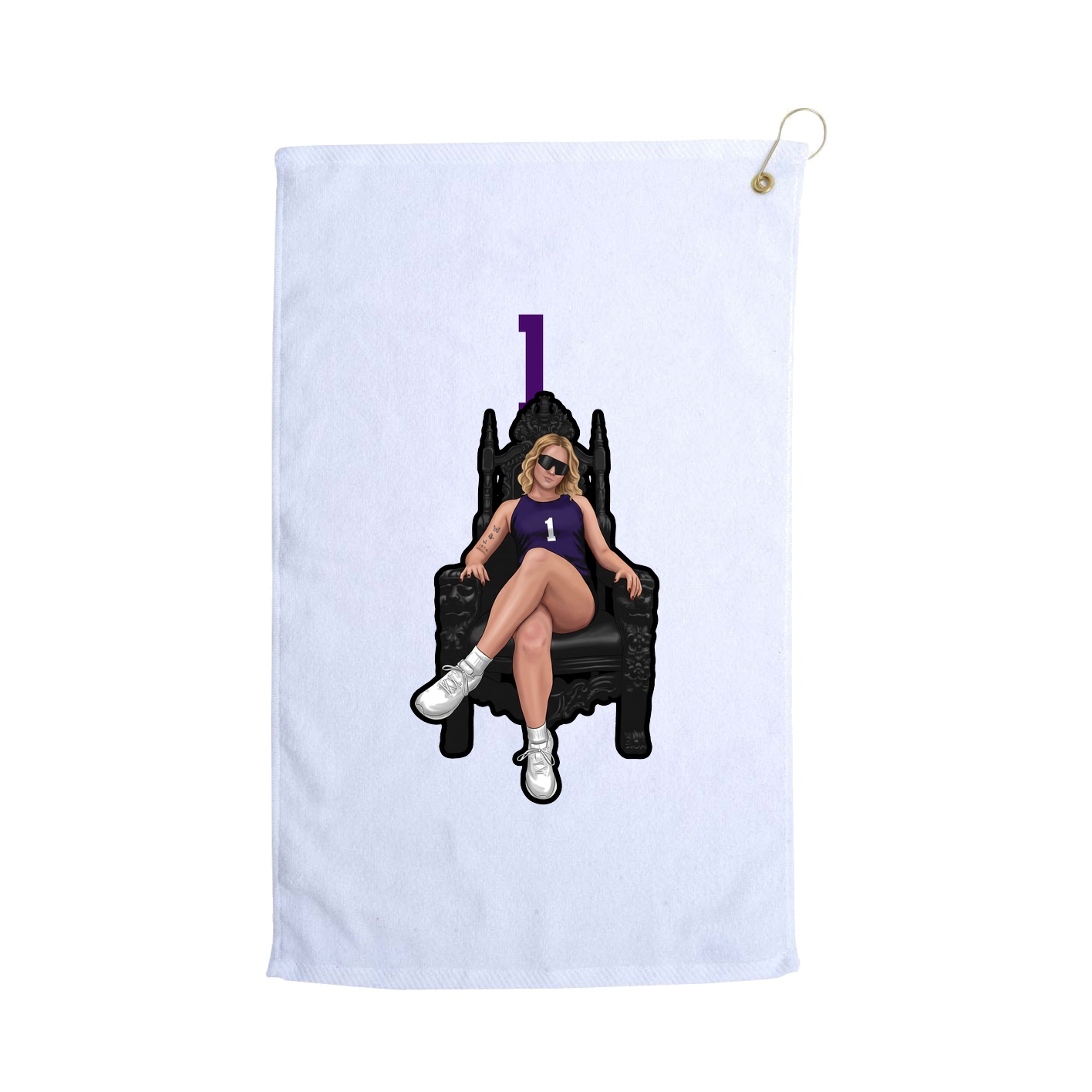 Golf Towel — Number Top in White