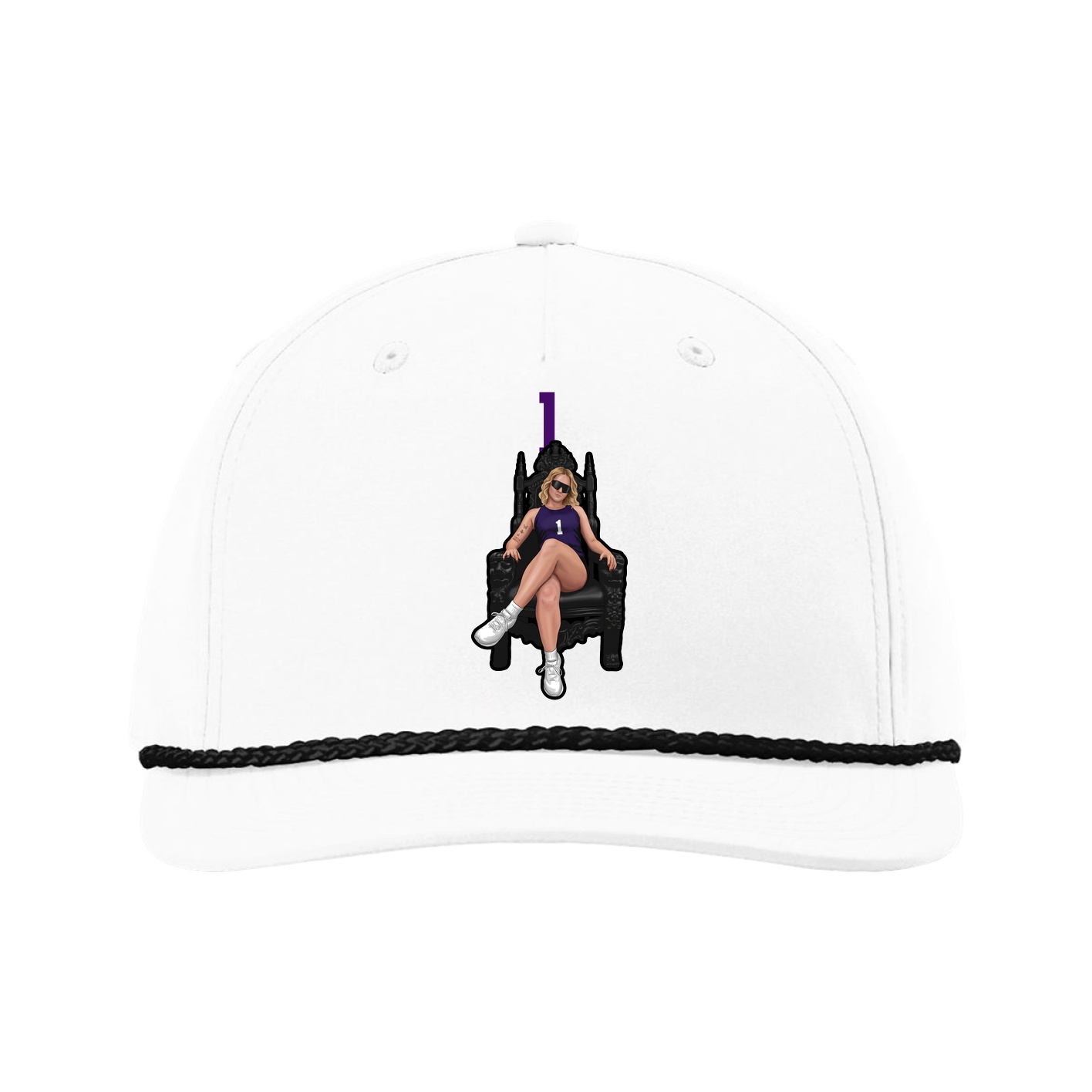 Five-Panel Classic Rope Cap — Number Top in White