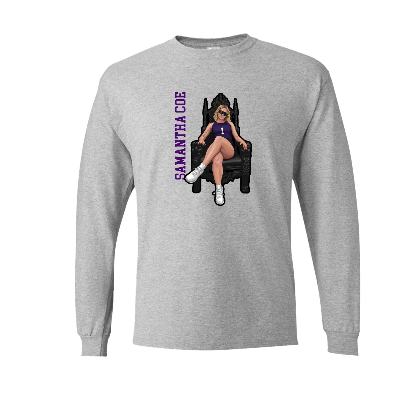 Long Sleeve Tee — Name Vertical in Grey