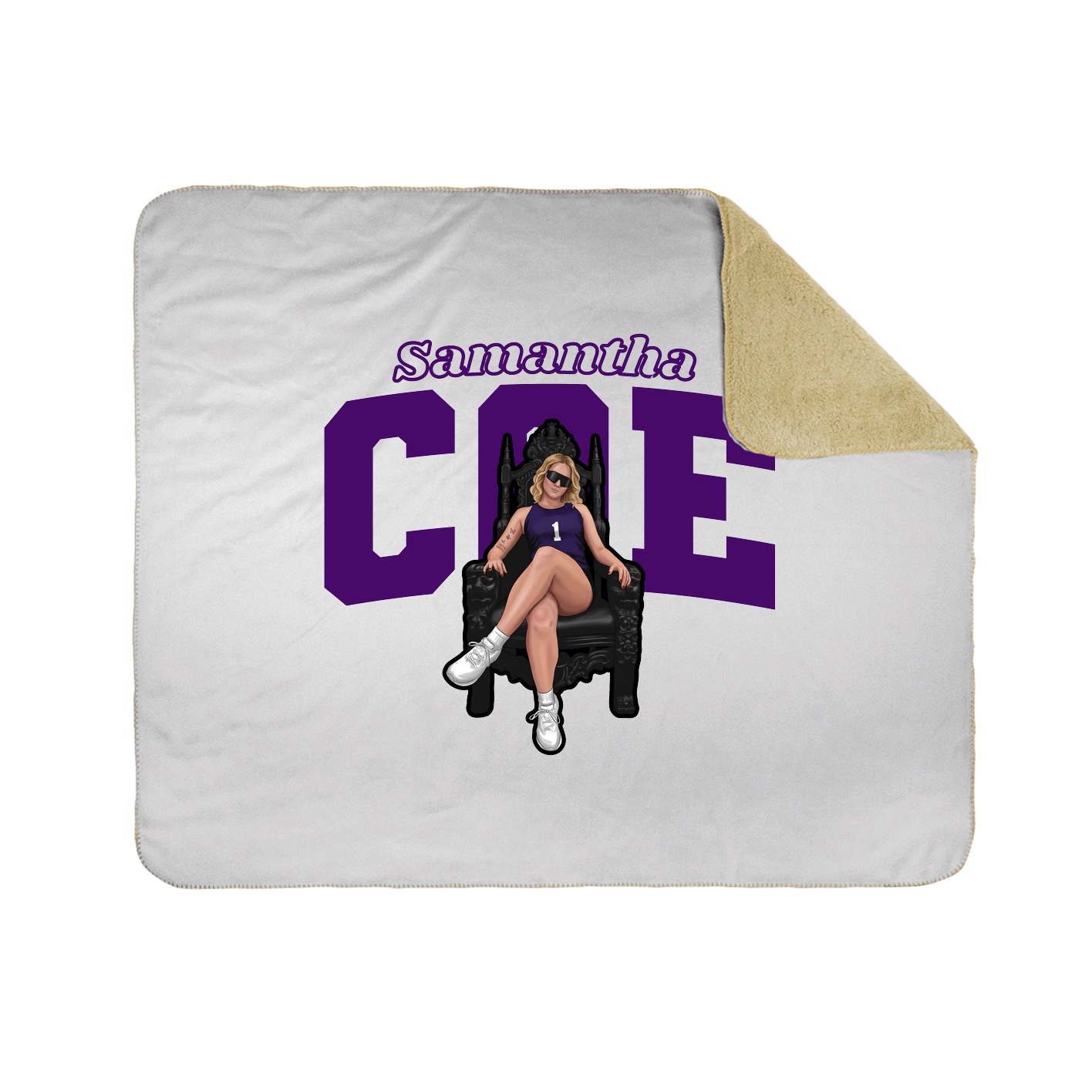 Throw Blanket — Name Arch in White