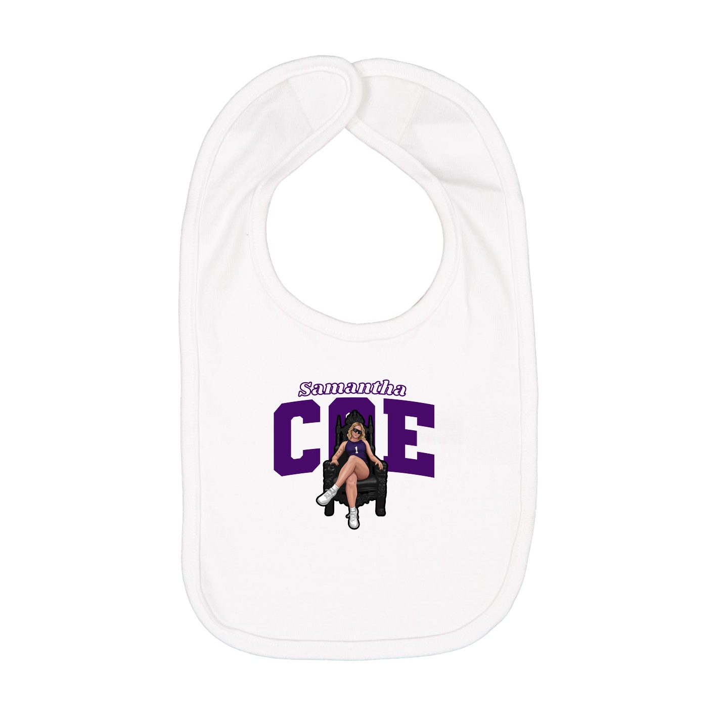 Infant Bib — Name Arch in White