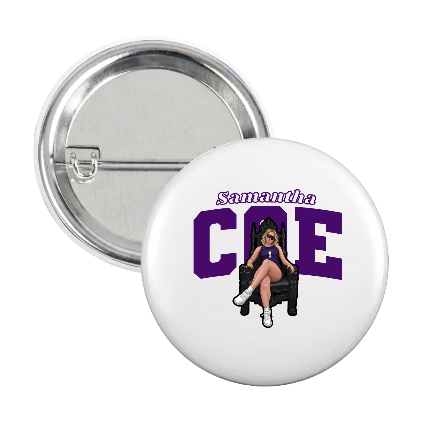 Game Day Button — Name Arch in White