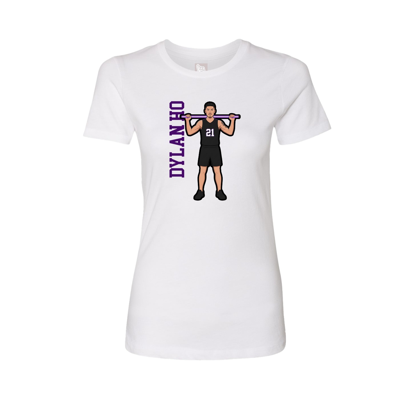 Fitted Women's Tee — Name Vertical in White