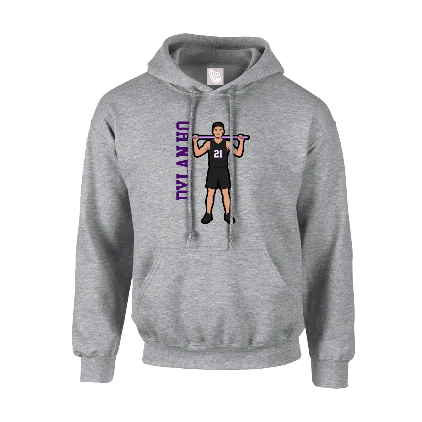 Youth Hoodie — Name Vertical in Grey
