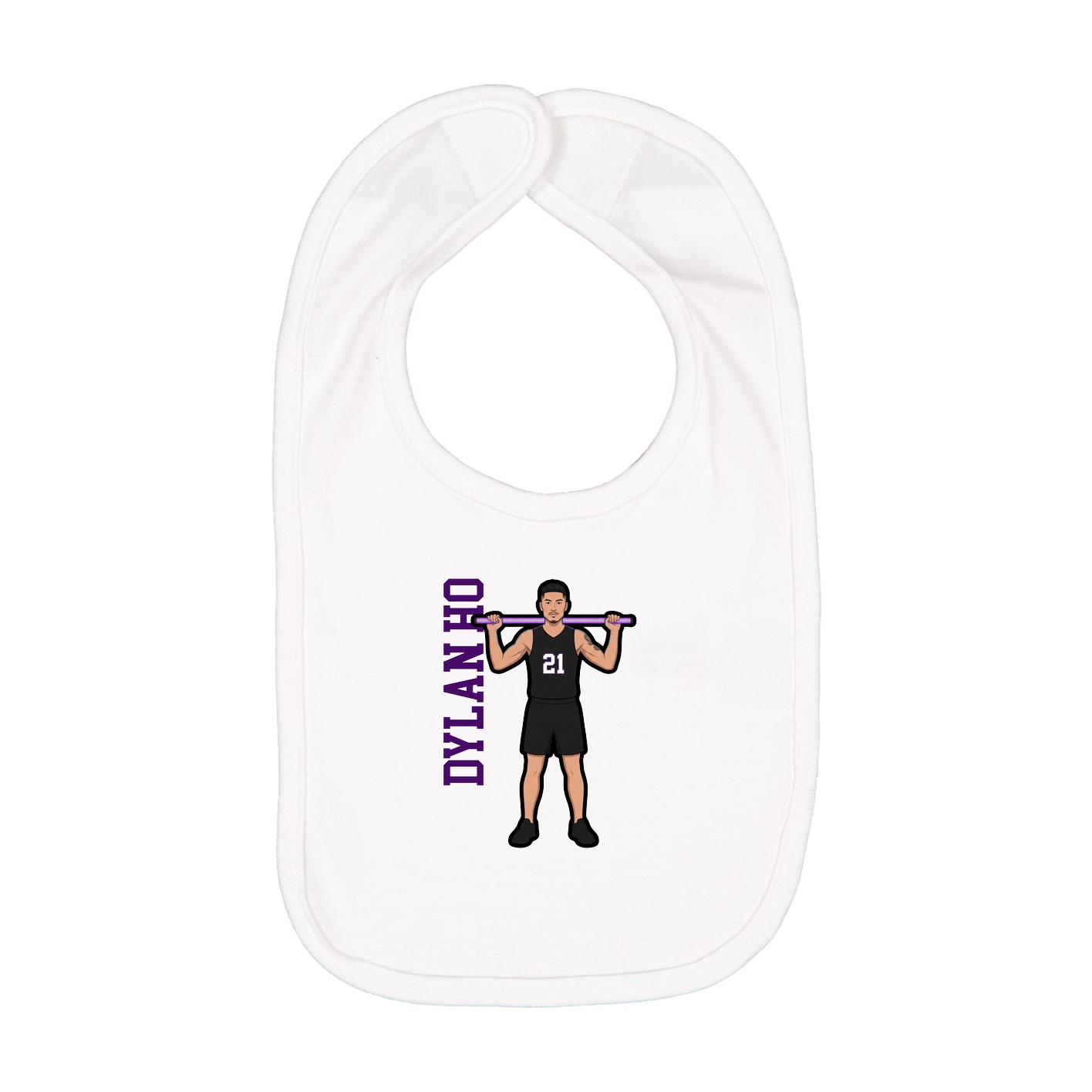 Infant Bib — Name Vertical in White