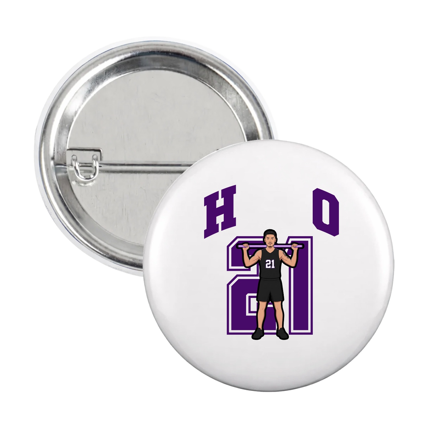 Game Day Button — Number in White