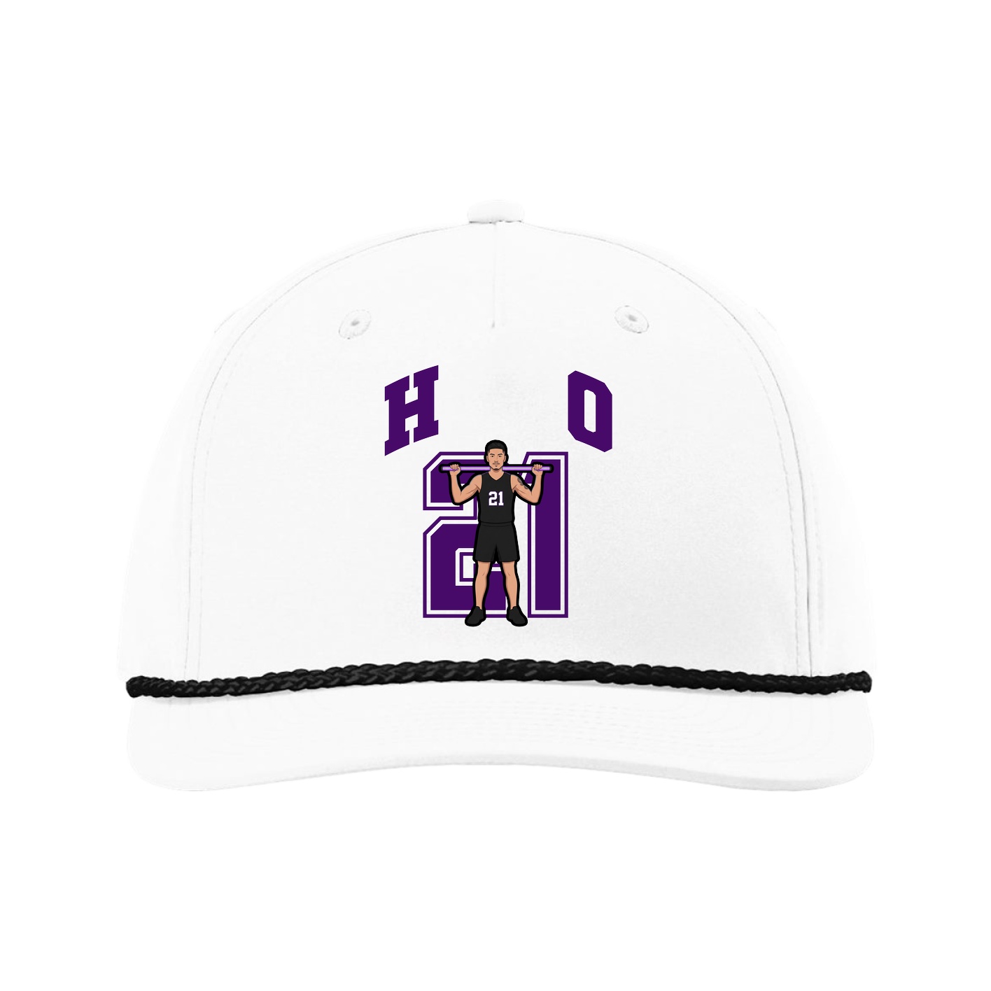 Five-Panel Classic Rope Cap — Number in White