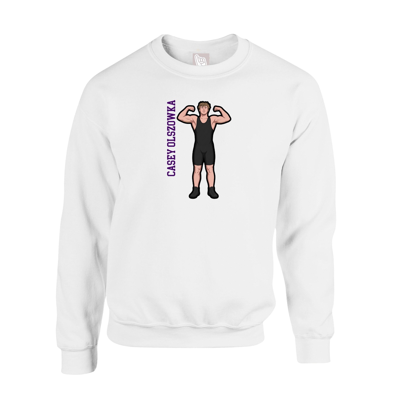 Fleece Crew — Name Vertical in White