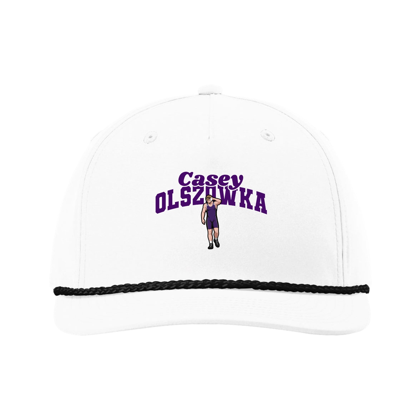 Five-Panel Classic Rope Cap — Signature Arch in White