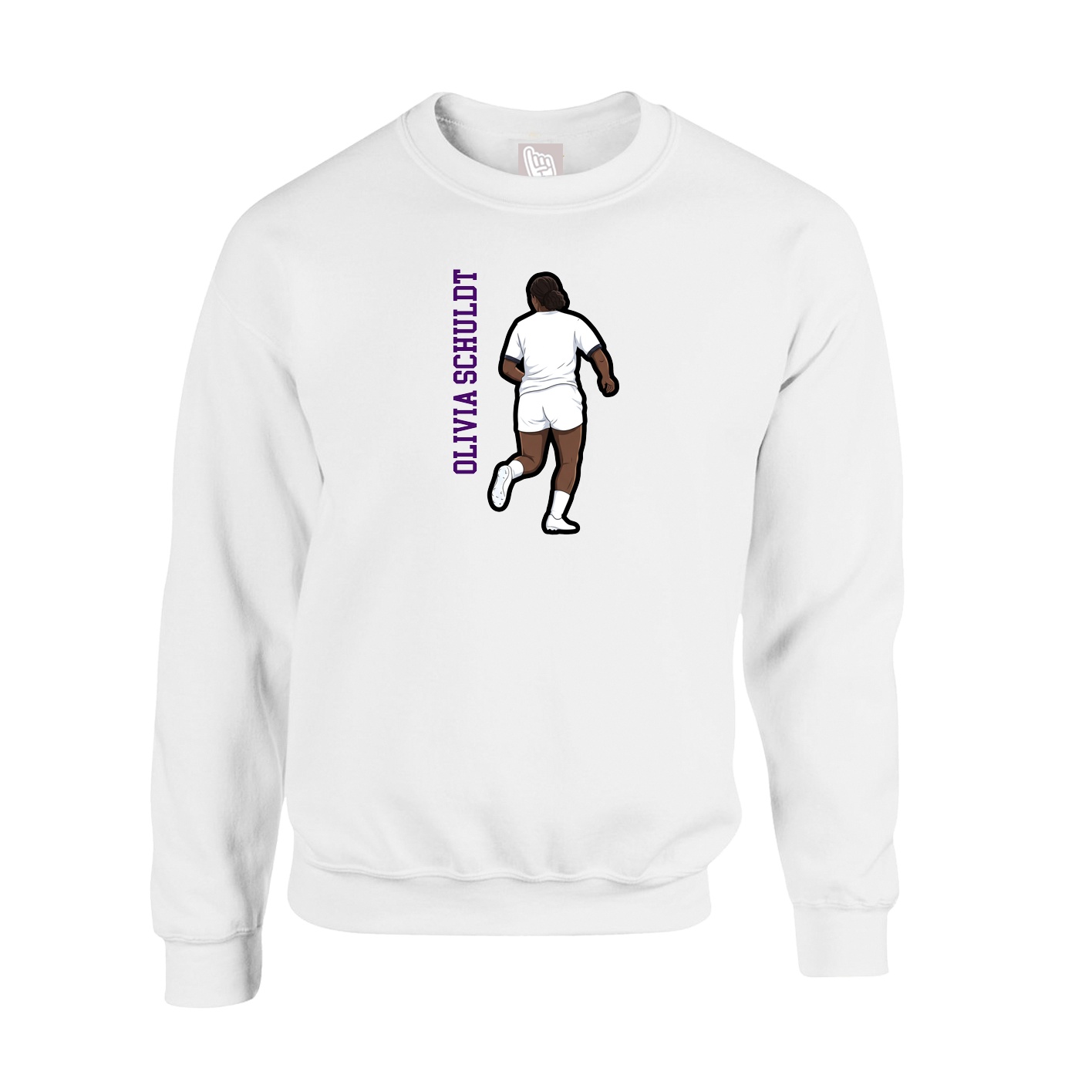 Fleece Crew — Name Vertical in White