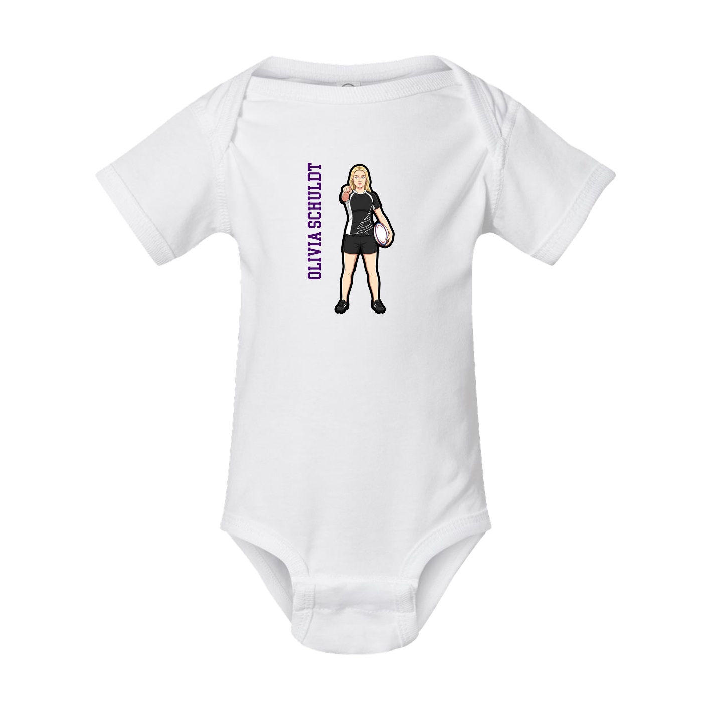 Baby Onesie — Name Vertical in White