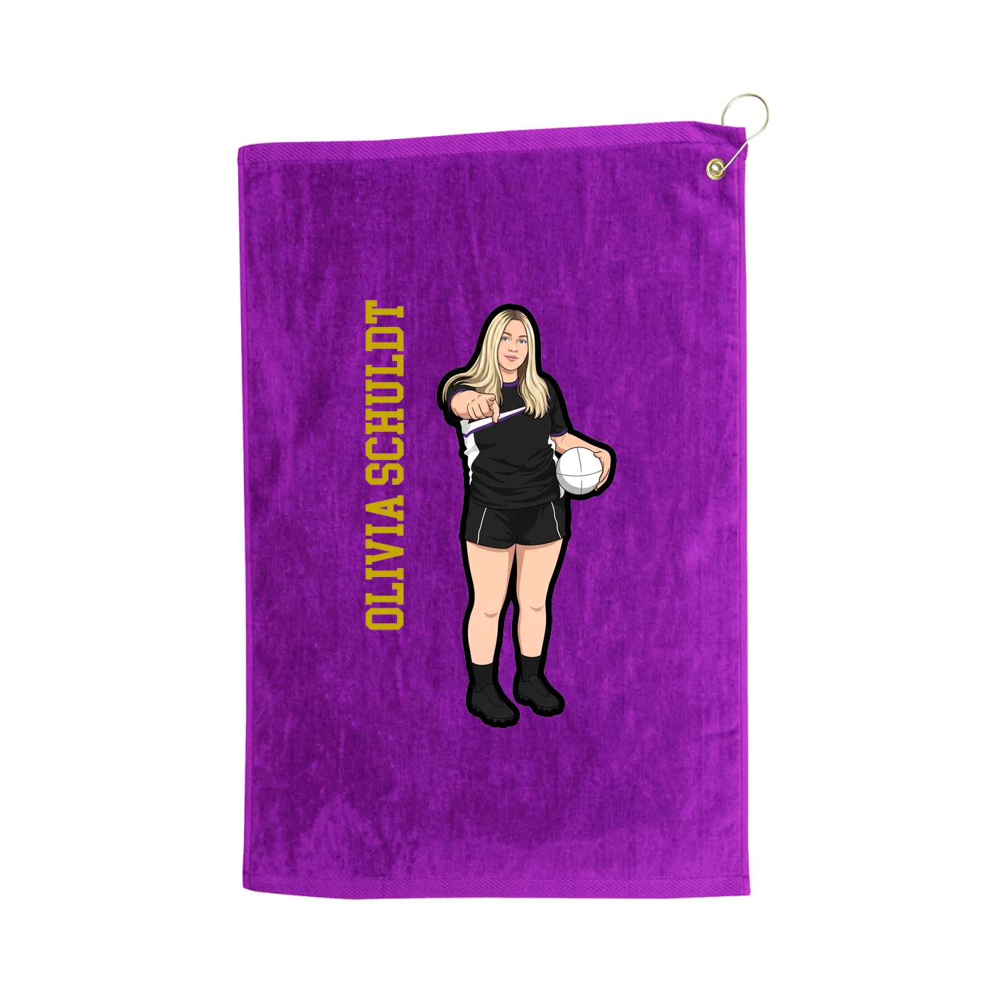 Golf Towel — Name Vertical in Purple