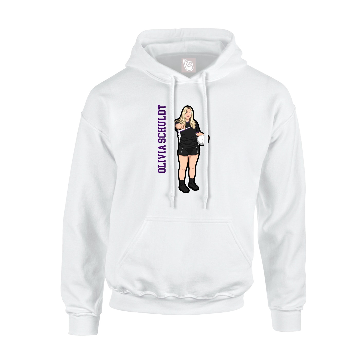 Youth Hoodie — Name Vertical in White