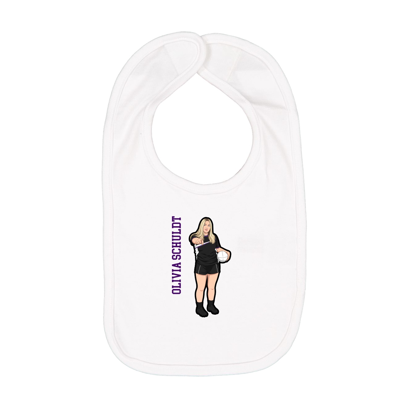 Infant Bib — Name Vertical in White