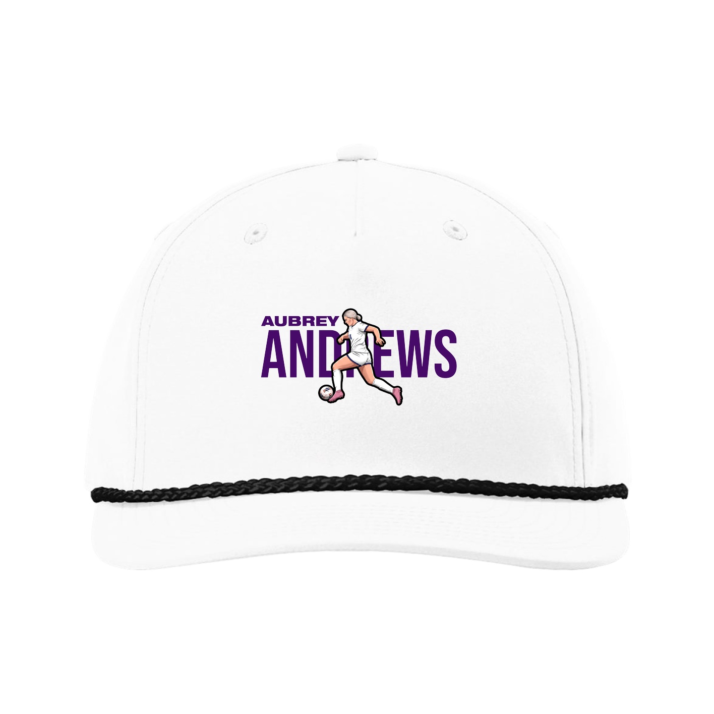 Five-Panel Classic Rope Cap — Player Name in White