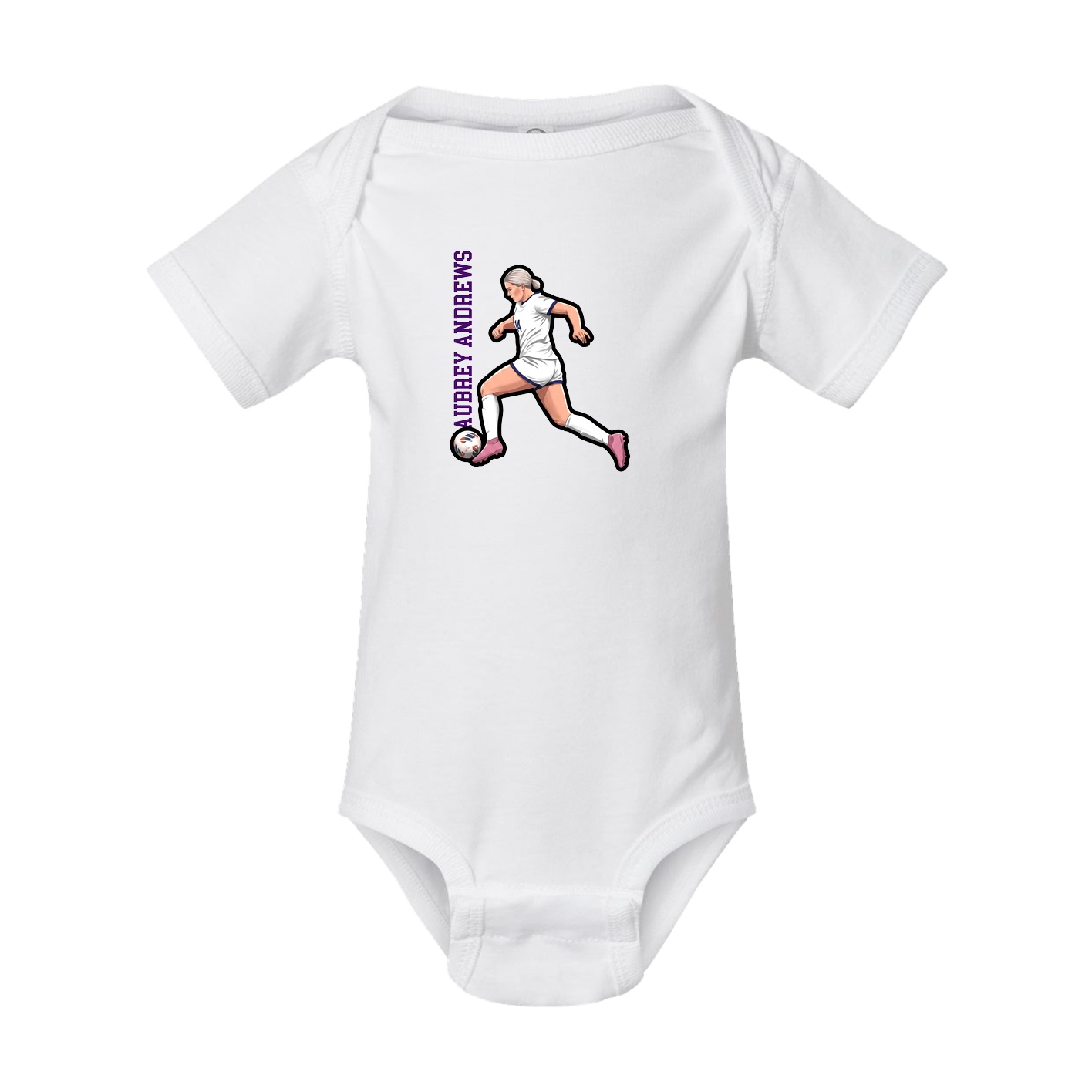 Baby Onesie — Name Vertical in White