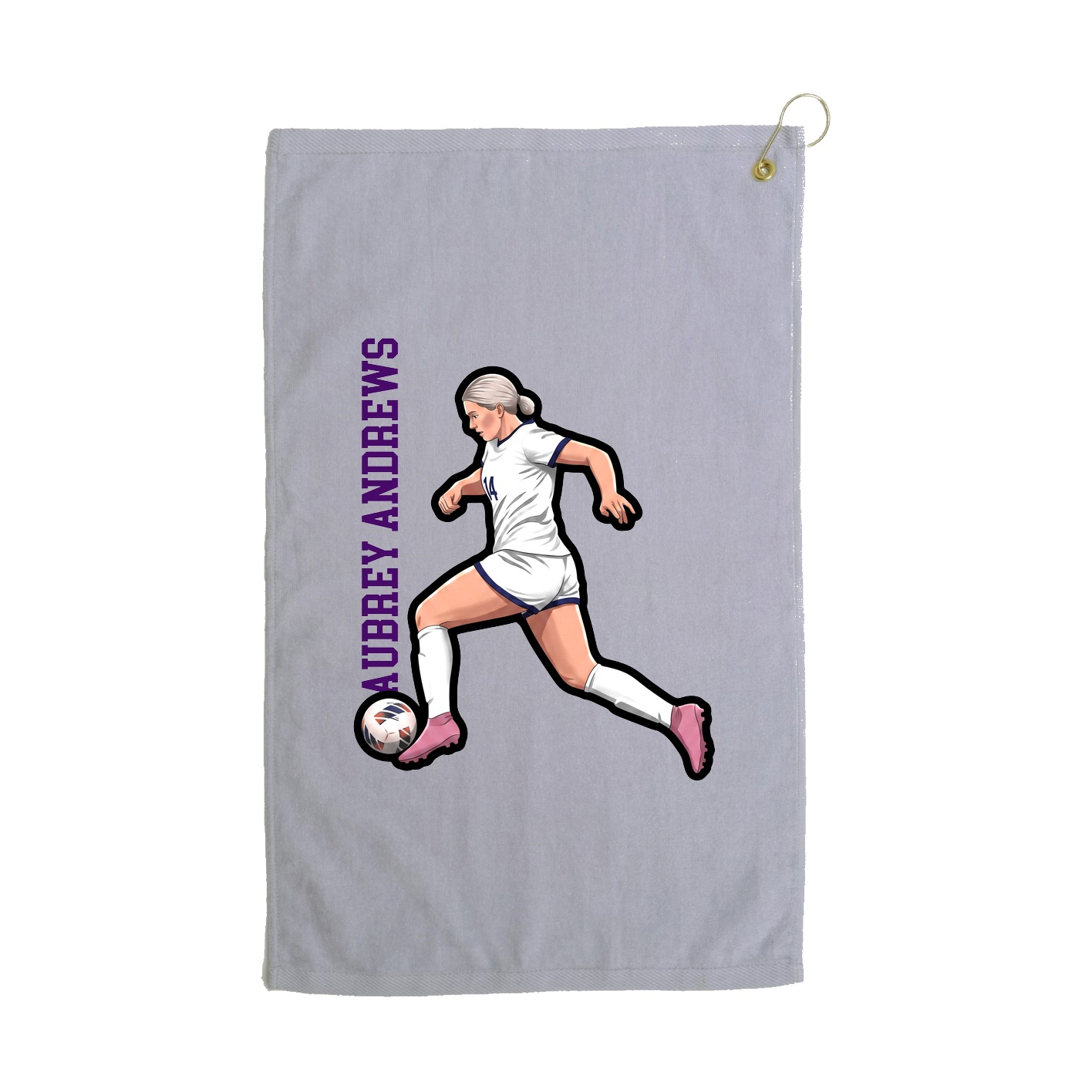 Golf Towel — Name Vertical in Grey