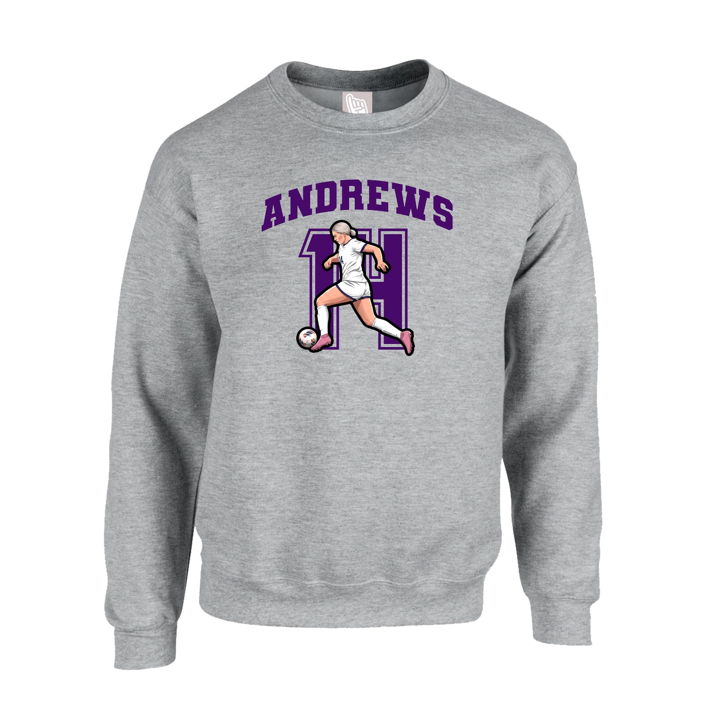 Fleece Crew — Number in Grey