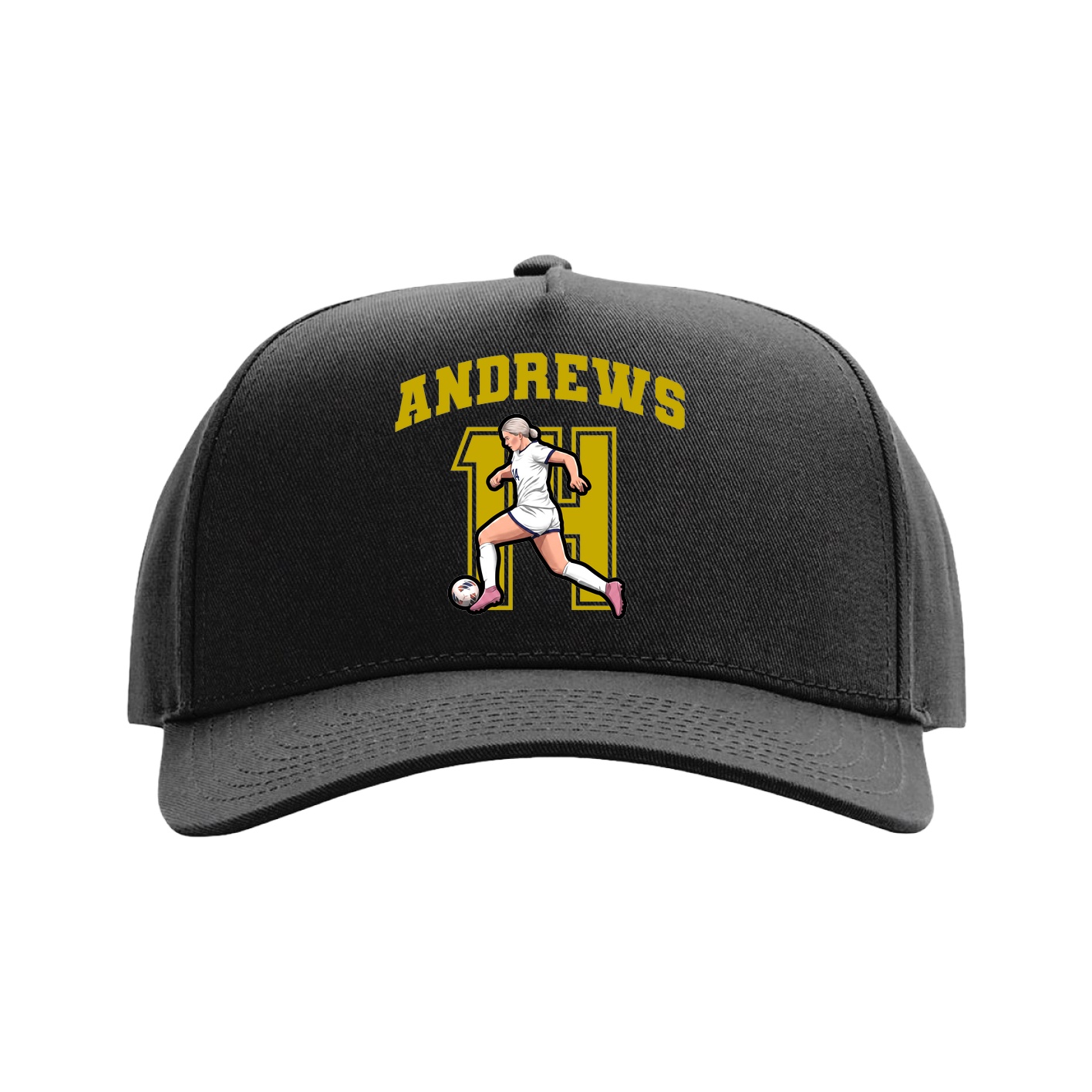 Full Fabric Five-Panel Champ Cap — Number in Black