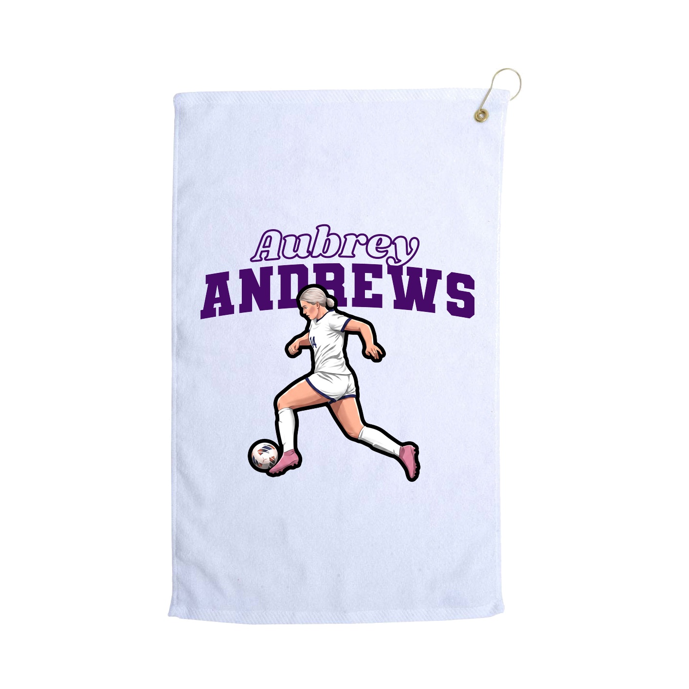 Golf Towel — Name Arch in White
