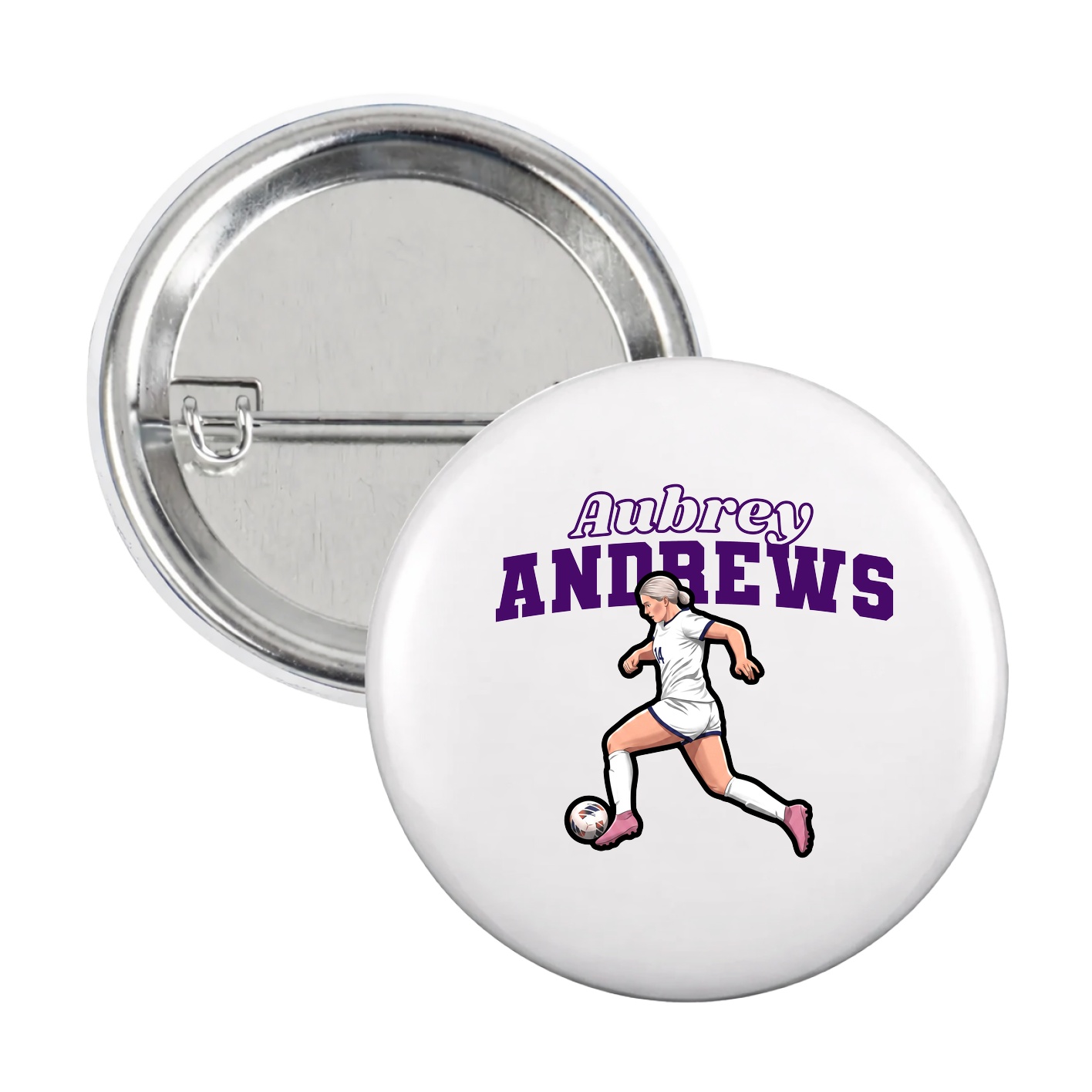 Game Day Button — Name Arch in White