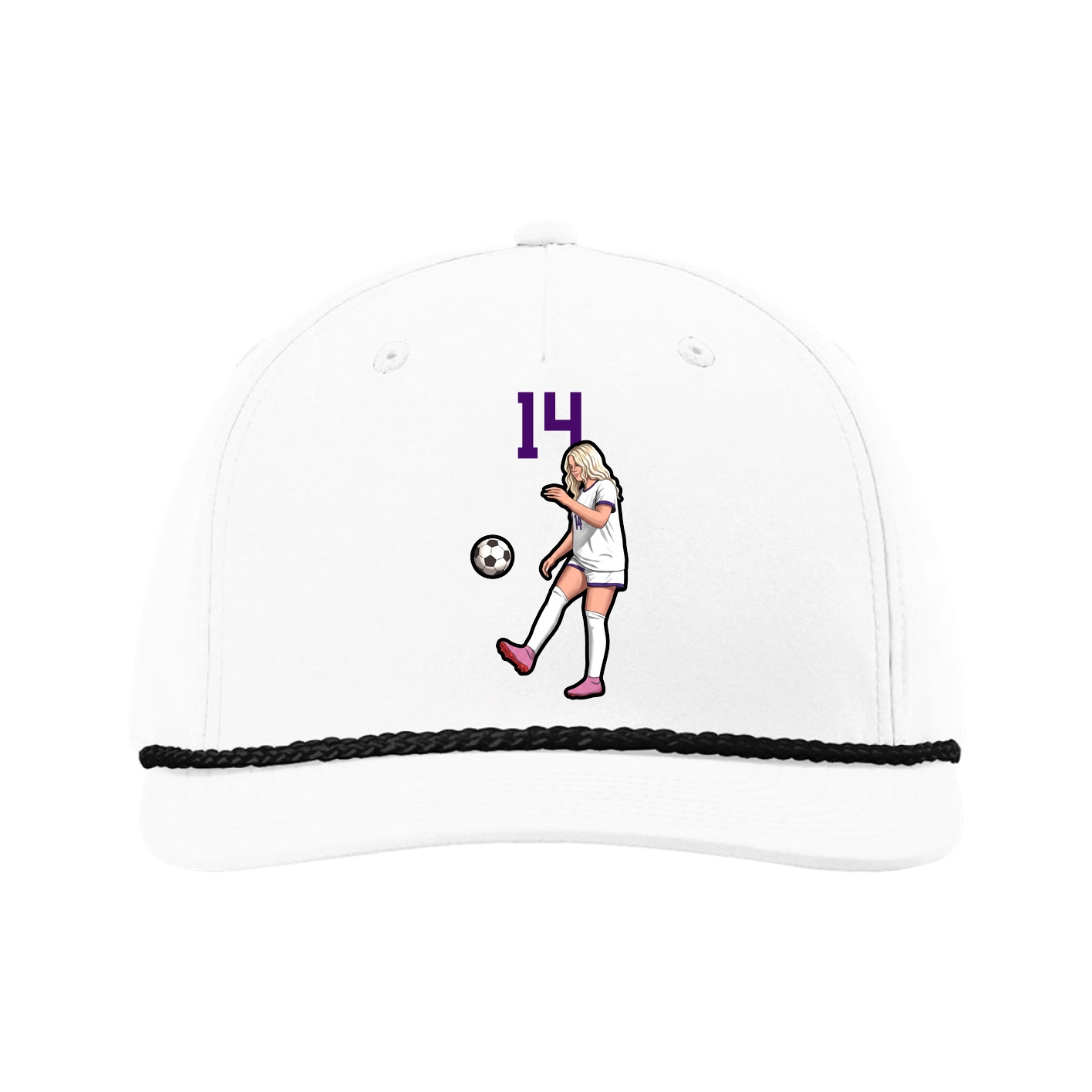 Five-Panel Classic Rope Cap — Number Top in White