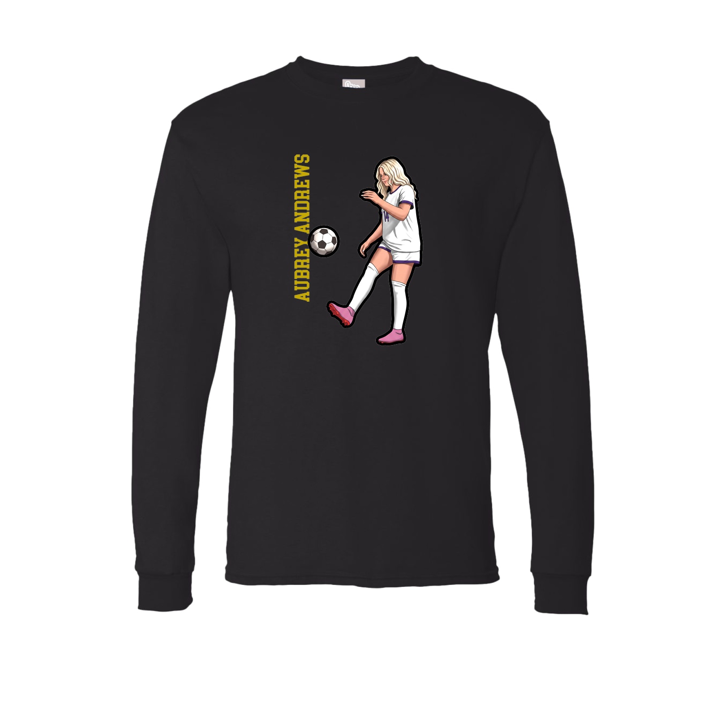 Long Sleeve Tee — Name Vertical in Black